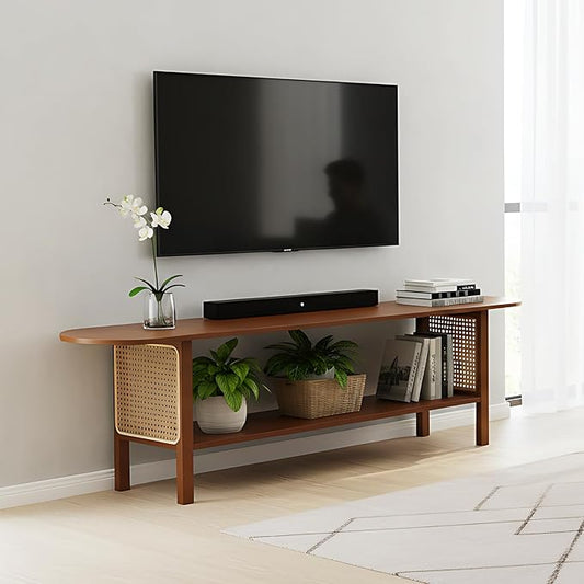 Tiita TV Stand with Storage for TVs up to 65'', Bamboo TV Console Entertainment