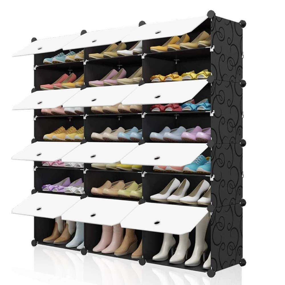 BILEK Shoe Rack Storage Organizer 7 Tier Shoe Storage Cabinet 48 Pair Portable Hidden Shoe Rack for Closet Hallway Bedroom Entryway,White(48" x 12" x 48")