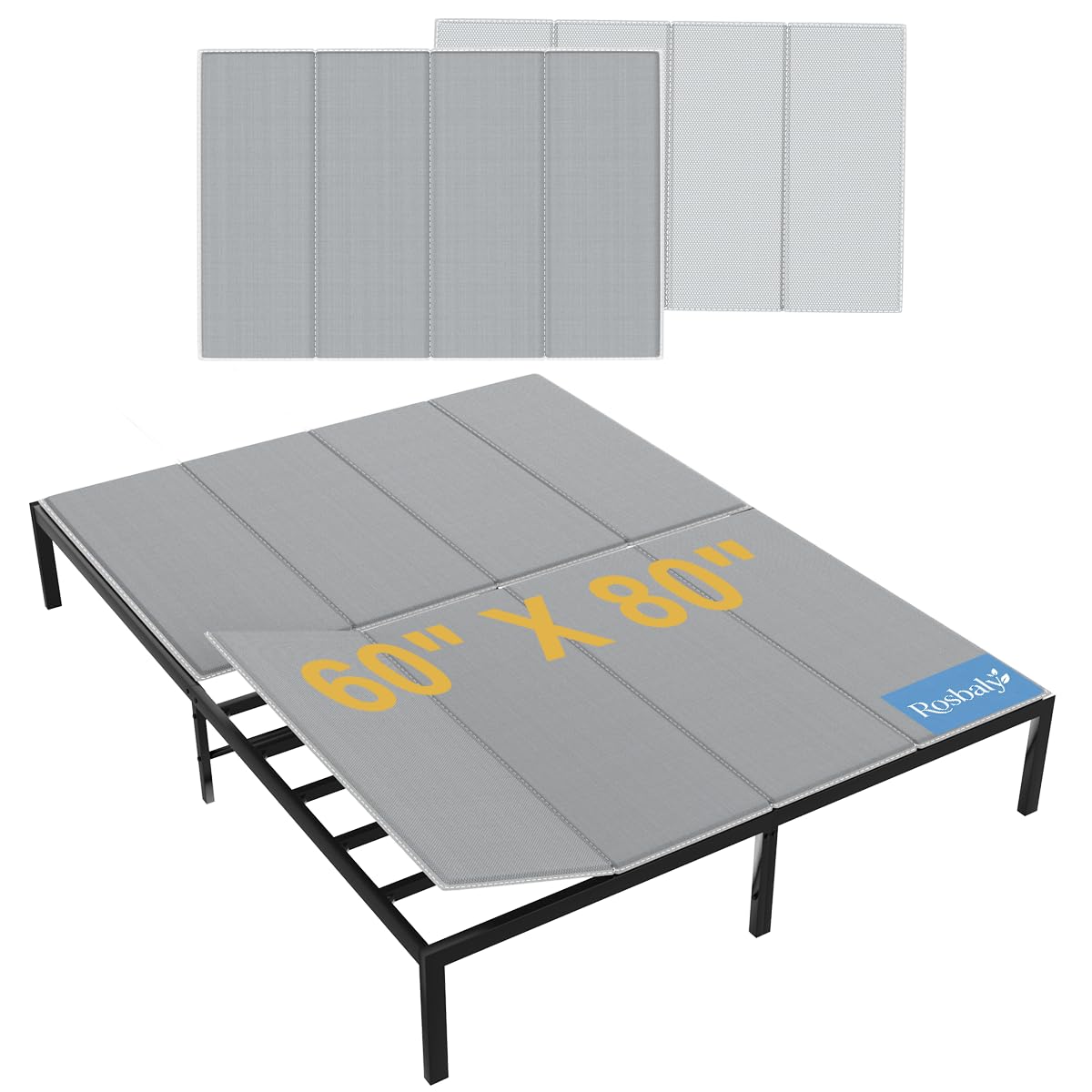 ROSBALY Queen Bunkie Board 60 x 80, 10mm Low Profile Bed Board with Full Anti-Slip Bottom, Under Mattress Support for Platform Beds, Metal Slats & Slatted Frames