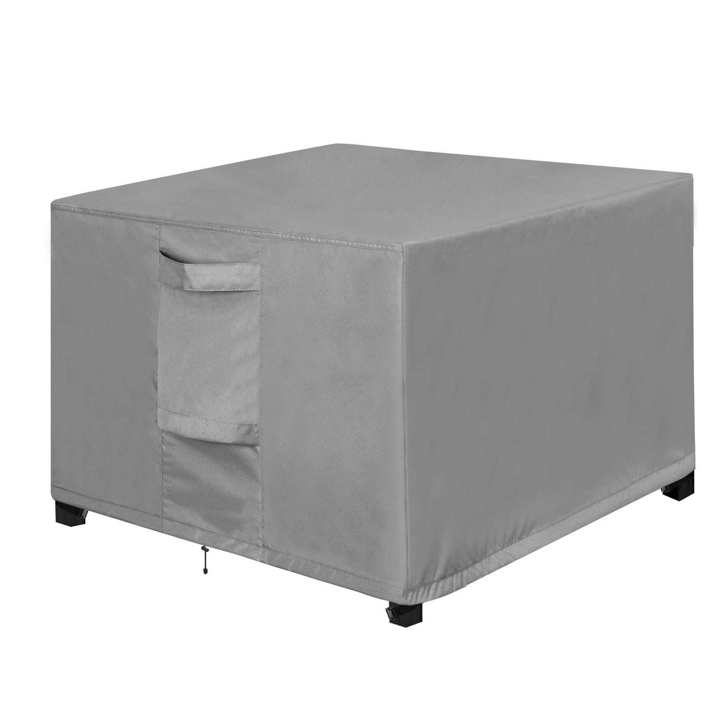 OutdoorLines Outdoor Waterproof Patio Ottoman Covers - Square UV-Proof Patio Side Table Cover Windproof Heavy-Duty Furniture Covering Protector 21L x 21W x 17H Inch, Grey