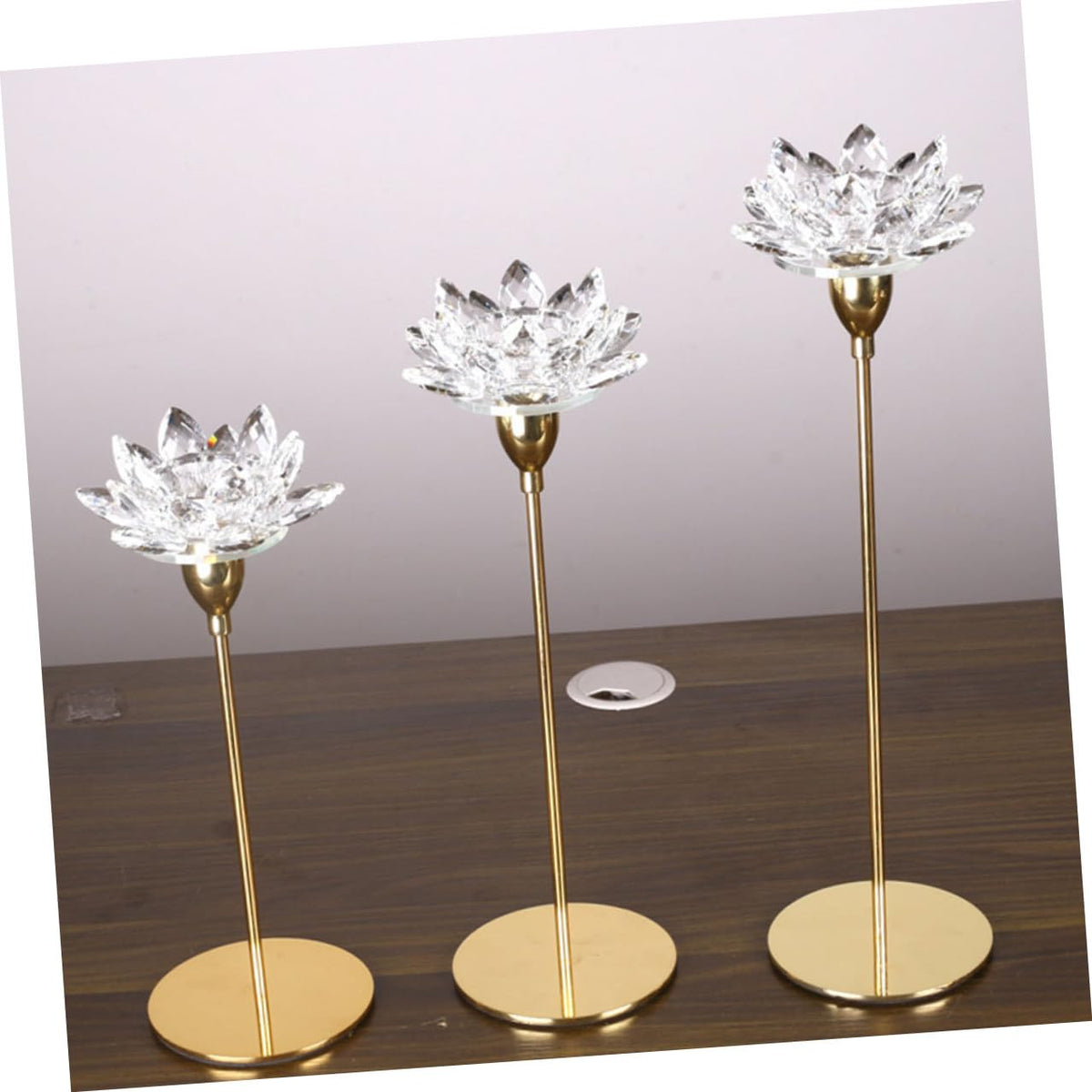 PATKAW Modern Simple Metal Candlestick Small Crystal Lotus Candle Holder Romantic Wedding Decor for Home Table Centerpiece