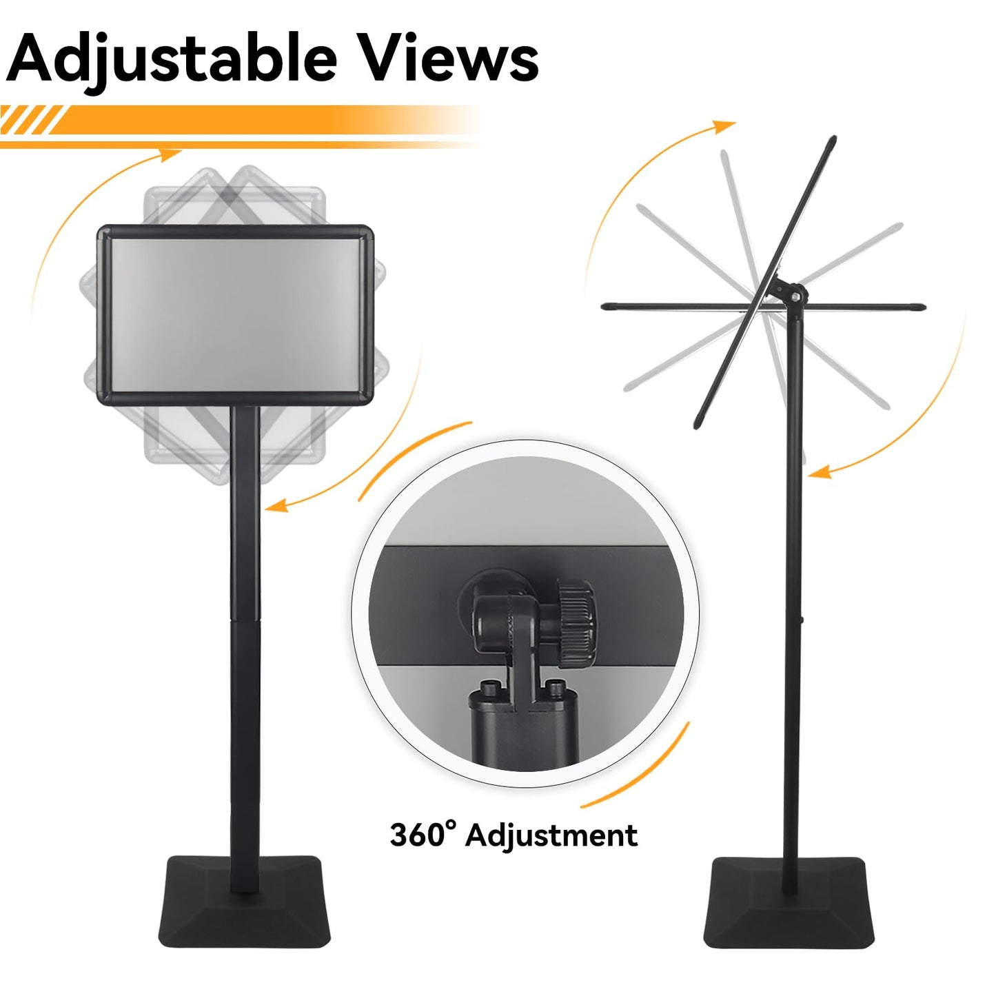 AIKUPNEY Heavy Duty Pedestal Sign holder floor stand Adjustable Sign Stand for Vertical and Horizontal view Poster Stand with Aluminum Frame for Display 8.5 x 11 inch