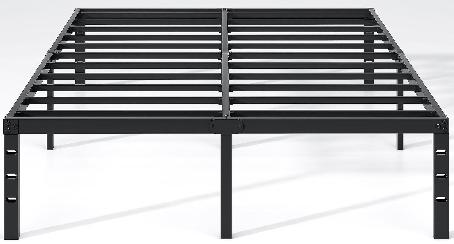 NEW JETO Metal Bed Frame,Full Size Bed Frame with Storage Space,Heavy Duty Sturdy Mattress Foundation,Easy Assembly,No Box Spring Needed, Black,12 Inch,Full