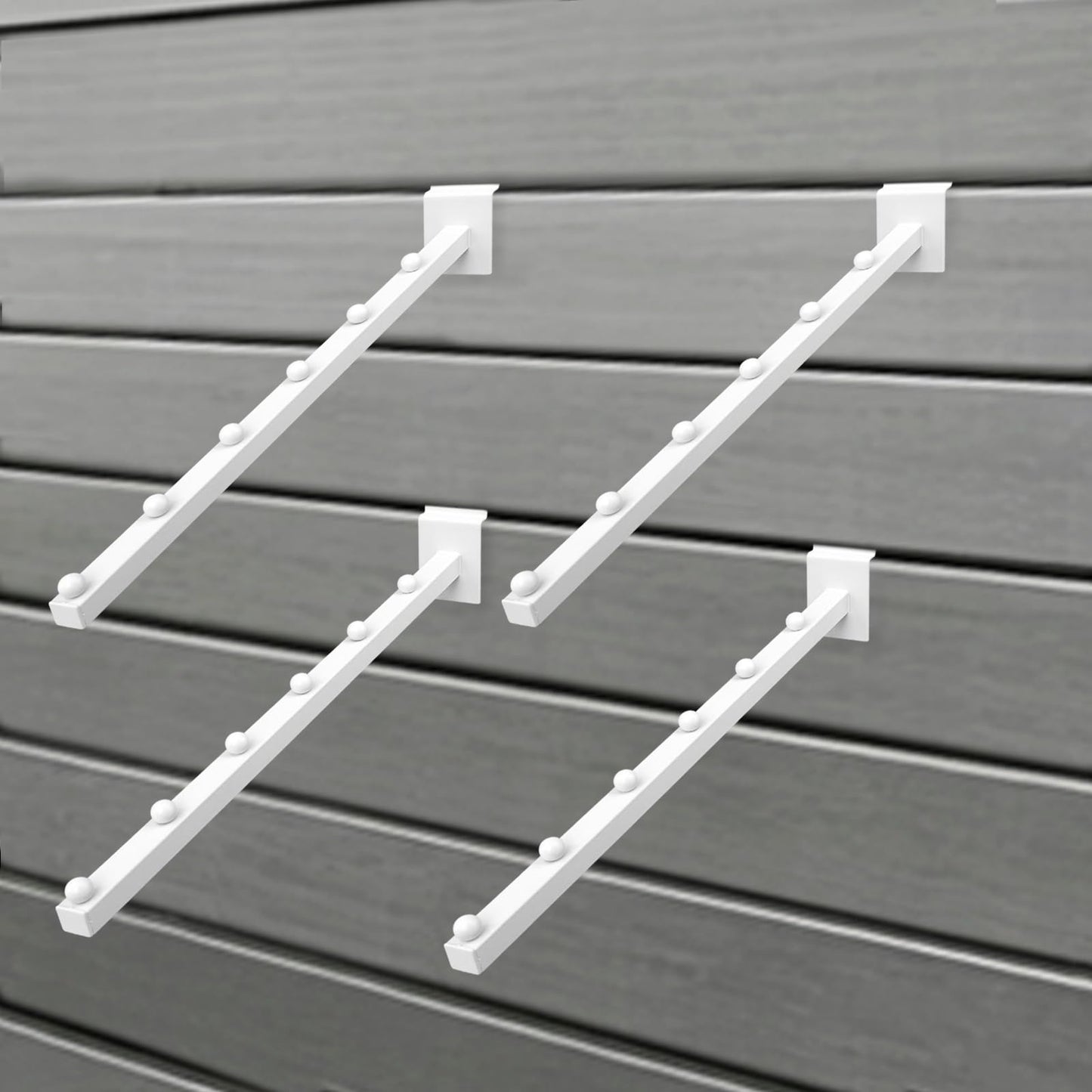LECEHIVO 14 Pcs 15.7 Inch 6 Ball Waterfall Slatwall Hooks Metal Slat Wall Hanging Board Accessories Heavy Duty Pegs Panel Display for Clothing Retail Shop Garage (White)