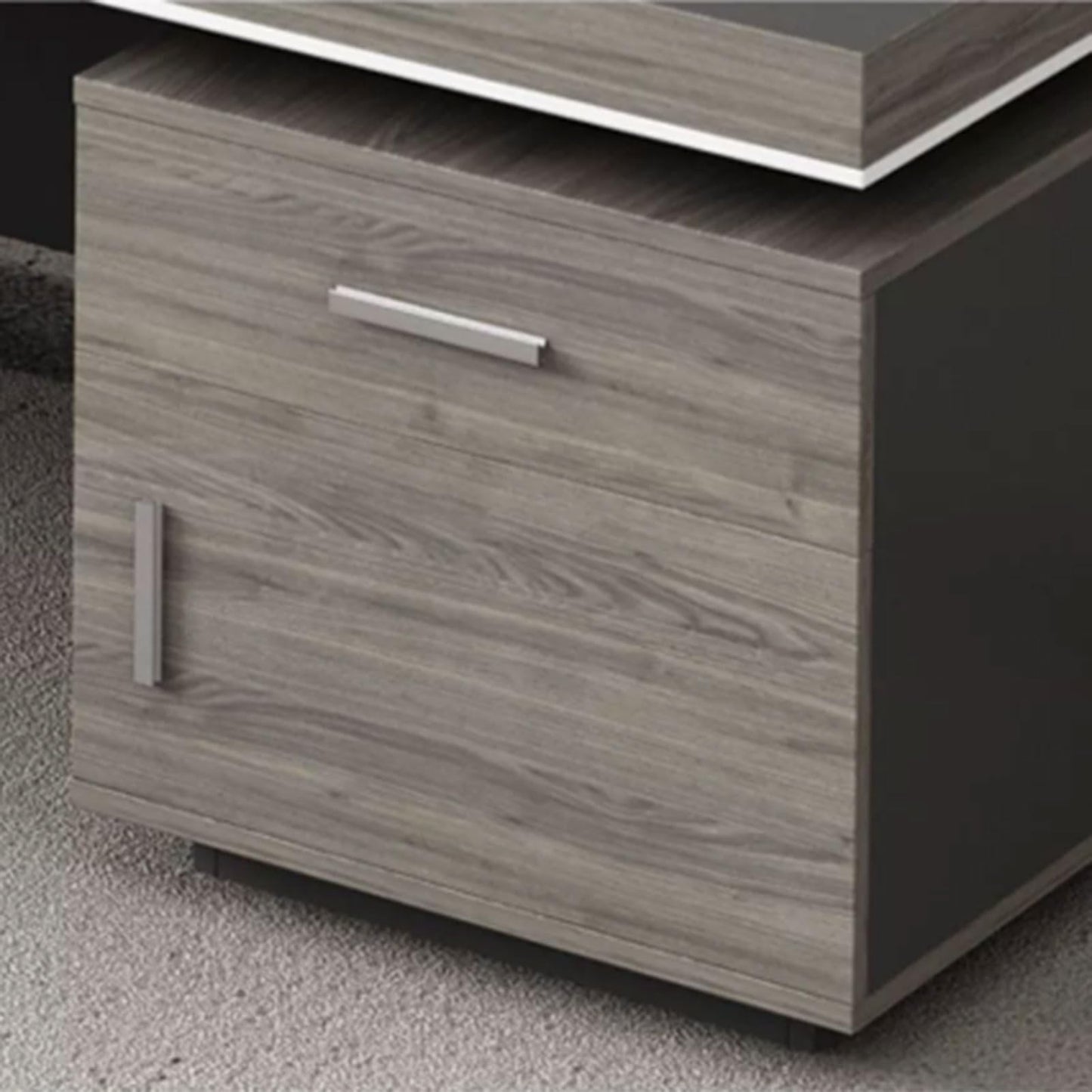 LSIGHTUS L-Shaped Executive Office Desk for CEO Boss Manager with Storage Cabinet, Modern Business Furniture Desk Workstation for Home Office