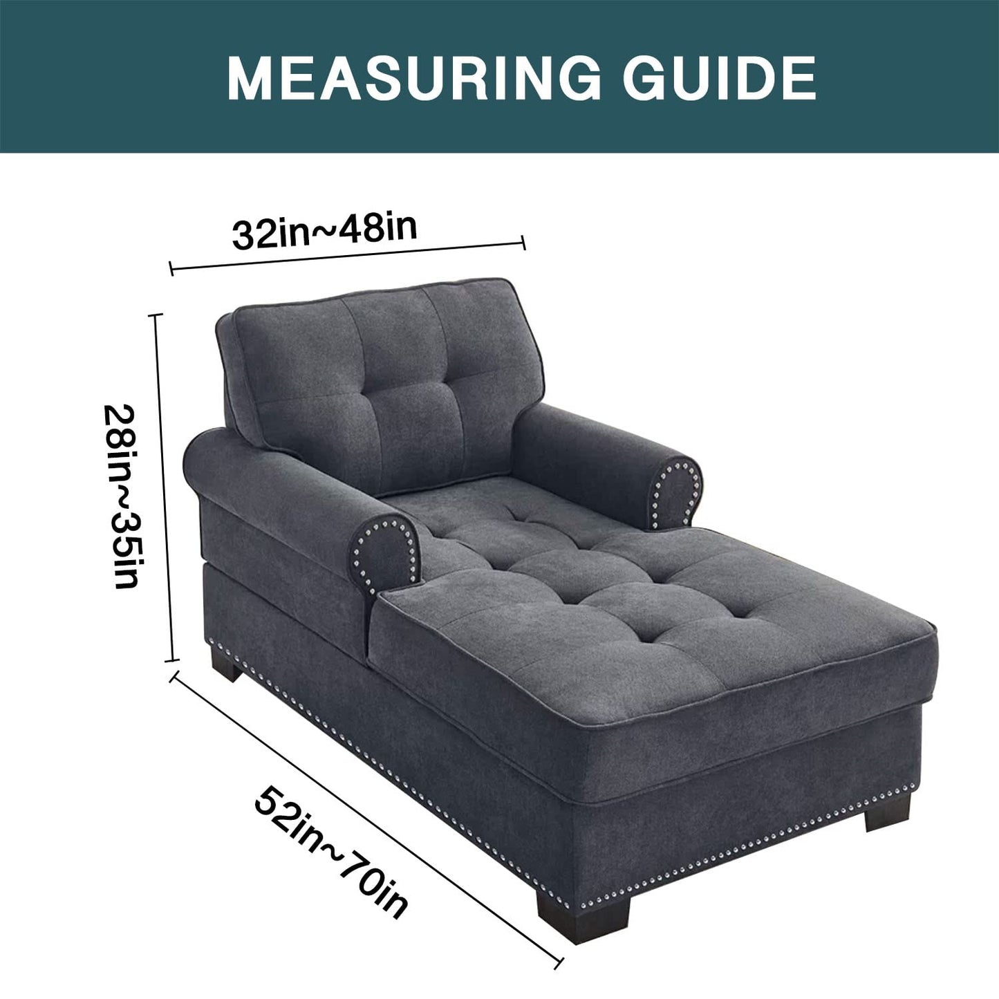 FantasDecor Velvet Chaise Lounge Cover Stretch Double Arm Chair Slipcover for Living Room Bedroom Soft Plush Fabric Machine Washable, Navy