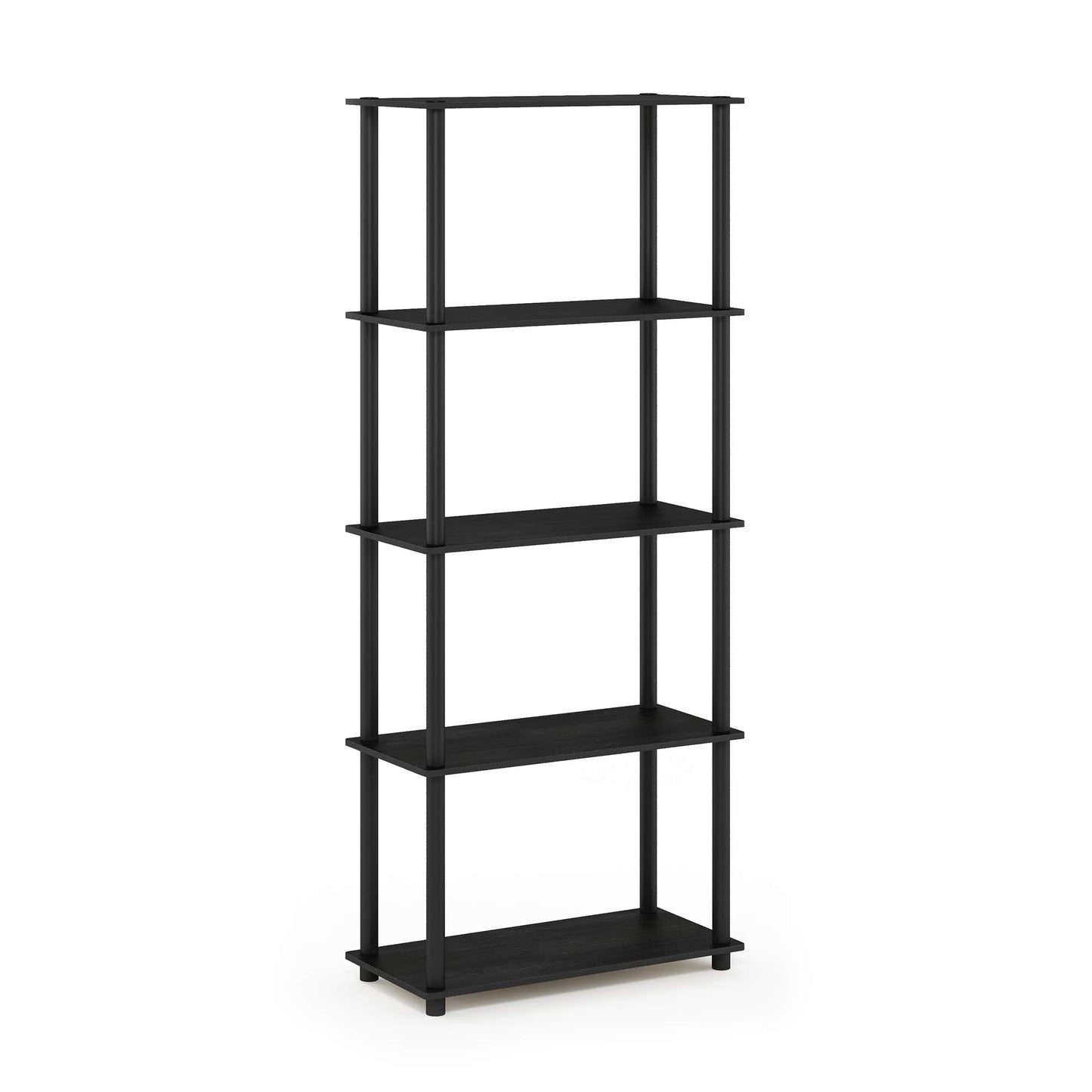 Furinno TURN-N-TUBE Storage Shelves, 5-Tier Book Shelf, Corner Shelf, Toolless Open Shelves, for Organization and Storage, Living Room, Garage, Home Office, Americano