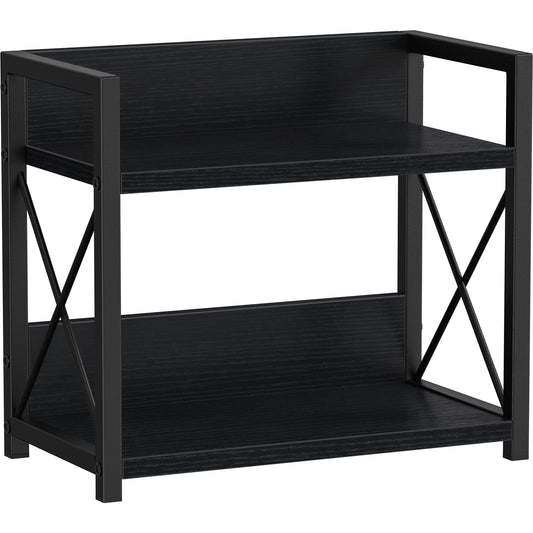 Giikin Kitchen Counter Shelf, 2 Tier Kitchen Spice Rack Organizer for Countertop, Wood Coffee Bar Organizer for Home (Black, S)