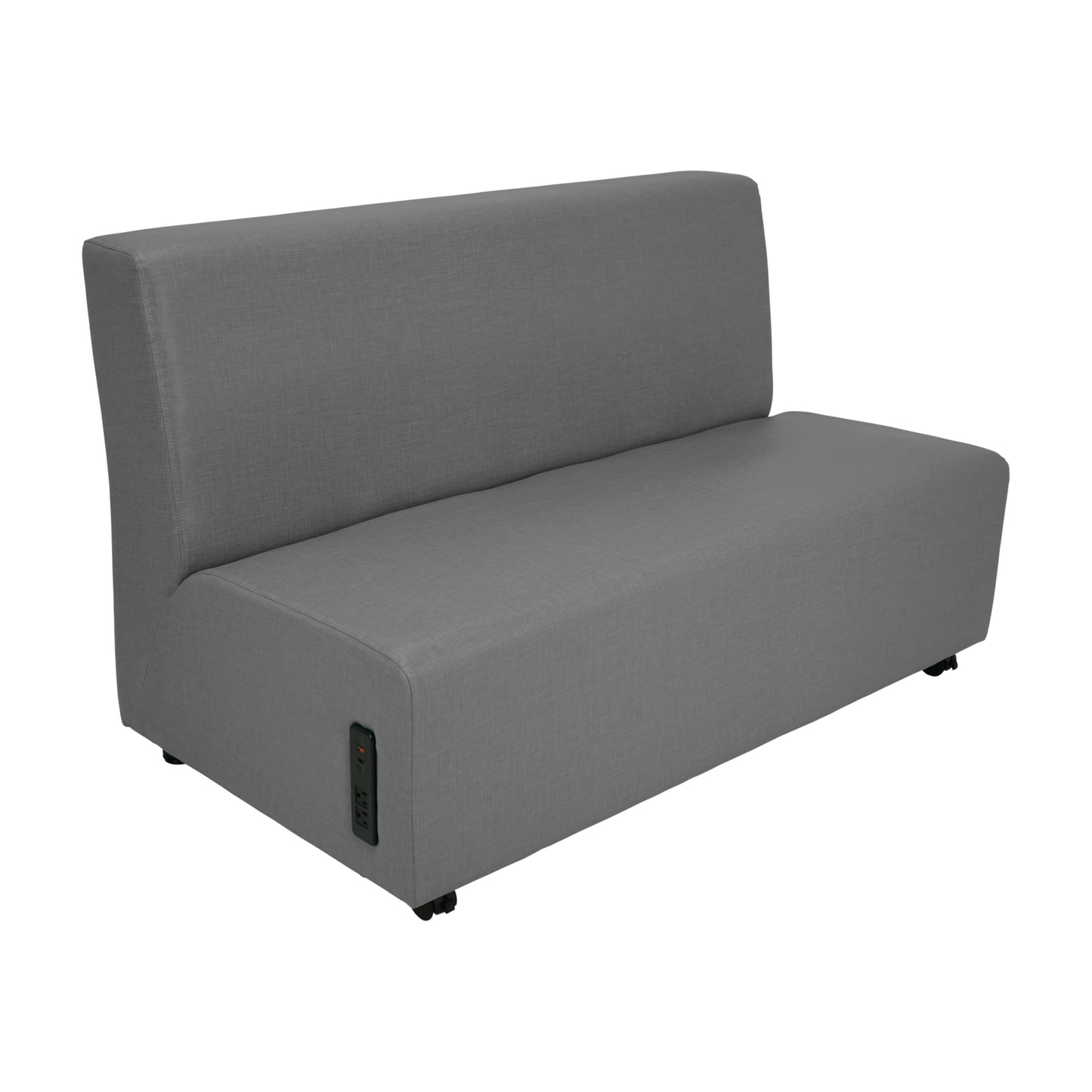 FDP Pro Series Upholstered Armless Mobile Sofa with Tech Panel, Collaborative Commercial Furniture for Hotel Lobby, Office, School, Restaurant, Library, Waiting Room - Slate Gray Crosshatch
