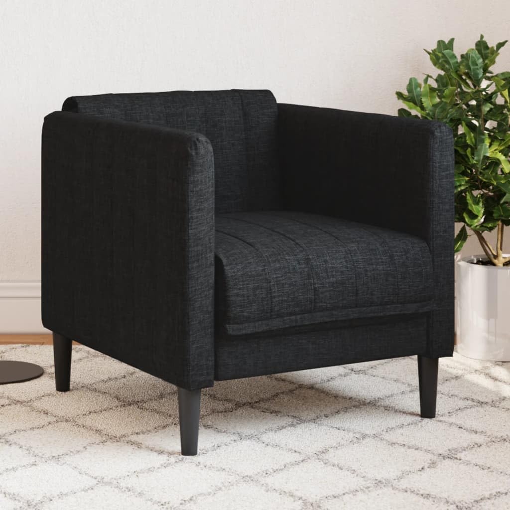 KHNLGFR Black Fabric Sofa Chair with Thick Padded Seat, Armrests and Backrest, Sturdy Legs, Simple Modern Design for Living Room