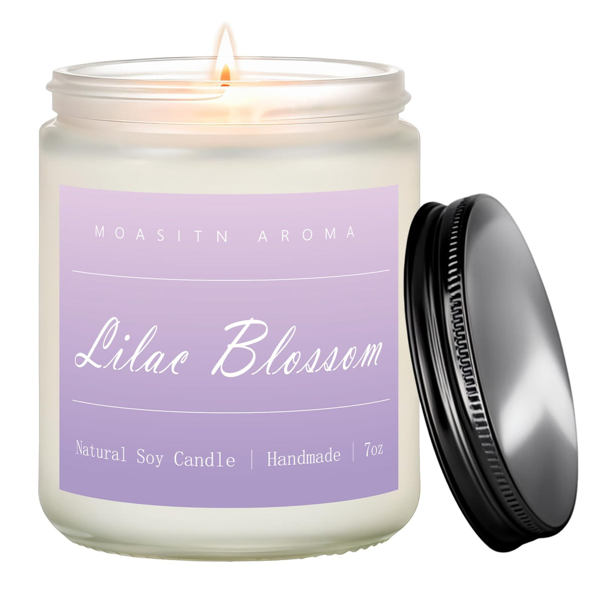 MOASITN Lilac Blossom Spring Soy Candle| Lavender,Lilac,Lemon Scented Candle for Home| Long Burning Aromatherapy Candle| Jar Candel Gift for Women,Men as Birthday,Relaxing,Housewarming Gifts| 7oz