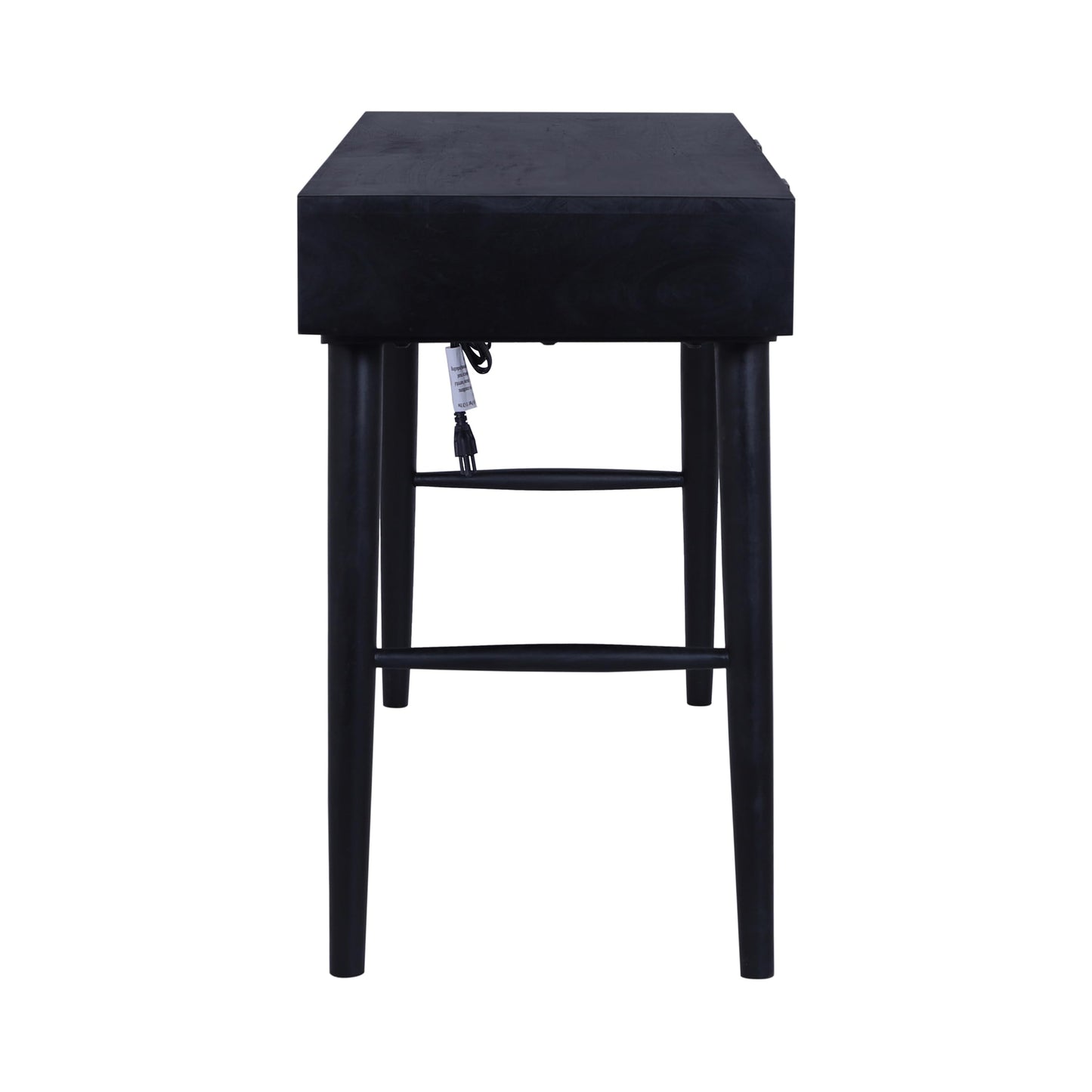 Casartis Living Mid-Century Modern Linen 2-Drawer Desk (Black)
