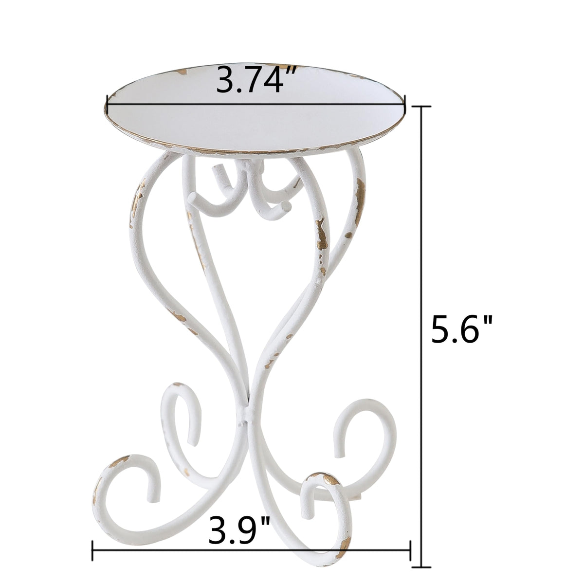 SOFE Metal Pillar Candle Holder, Shabby Chic White Candle Stand Scroll Shape 5.6 Inches Tall, Modern Farmhouse Candles Pedestal, Living Room, Bedroom, Dining Room, Coffee Table Decor