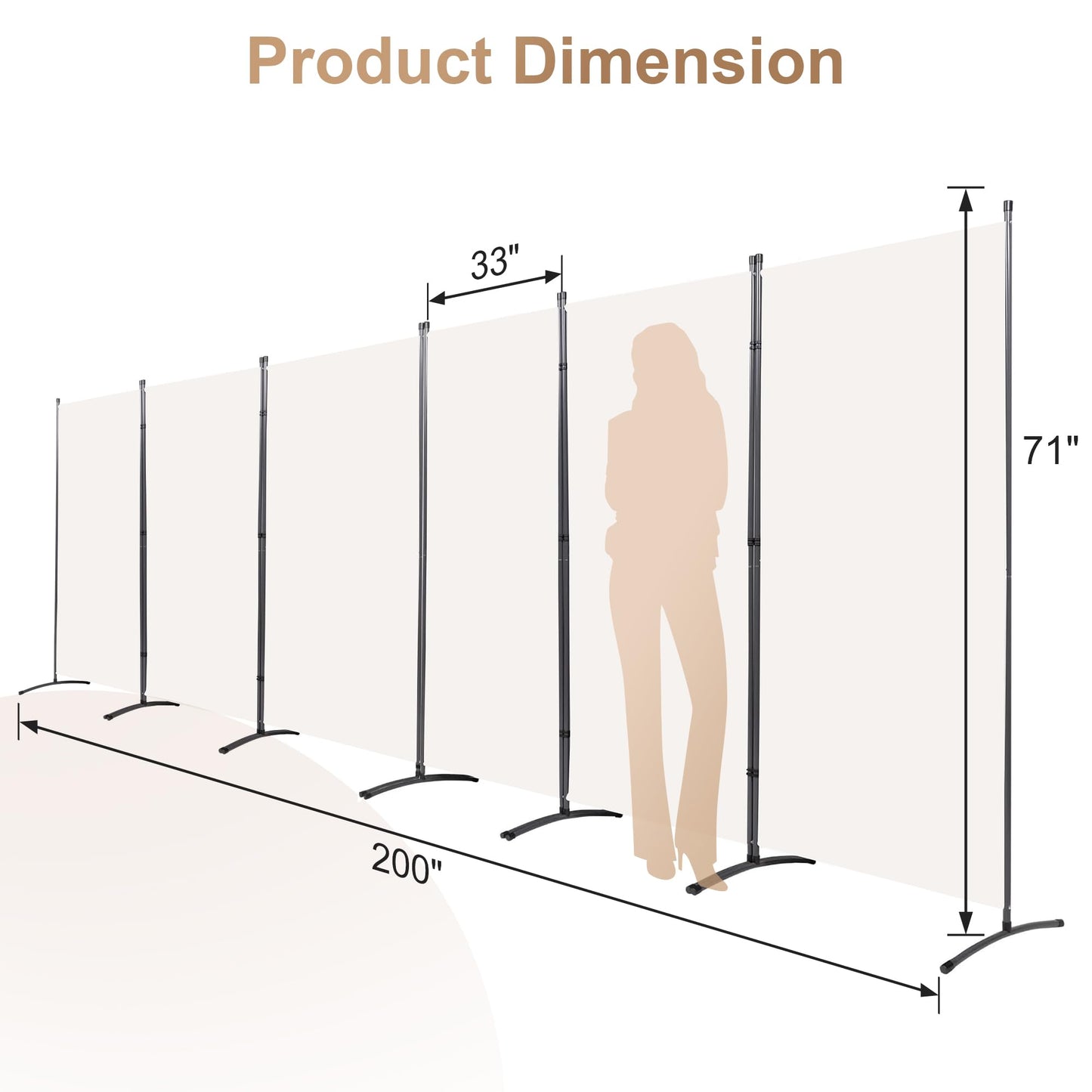 Room Divider-Folding Privacy Screens, 6 ft Partition Room Dividers Wall for Separation, Home, Office, Classroom, Studio (White, 6 Panel)