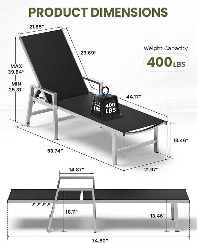 Vexwalx Patio Chaise Lounge Chair Outdoor
