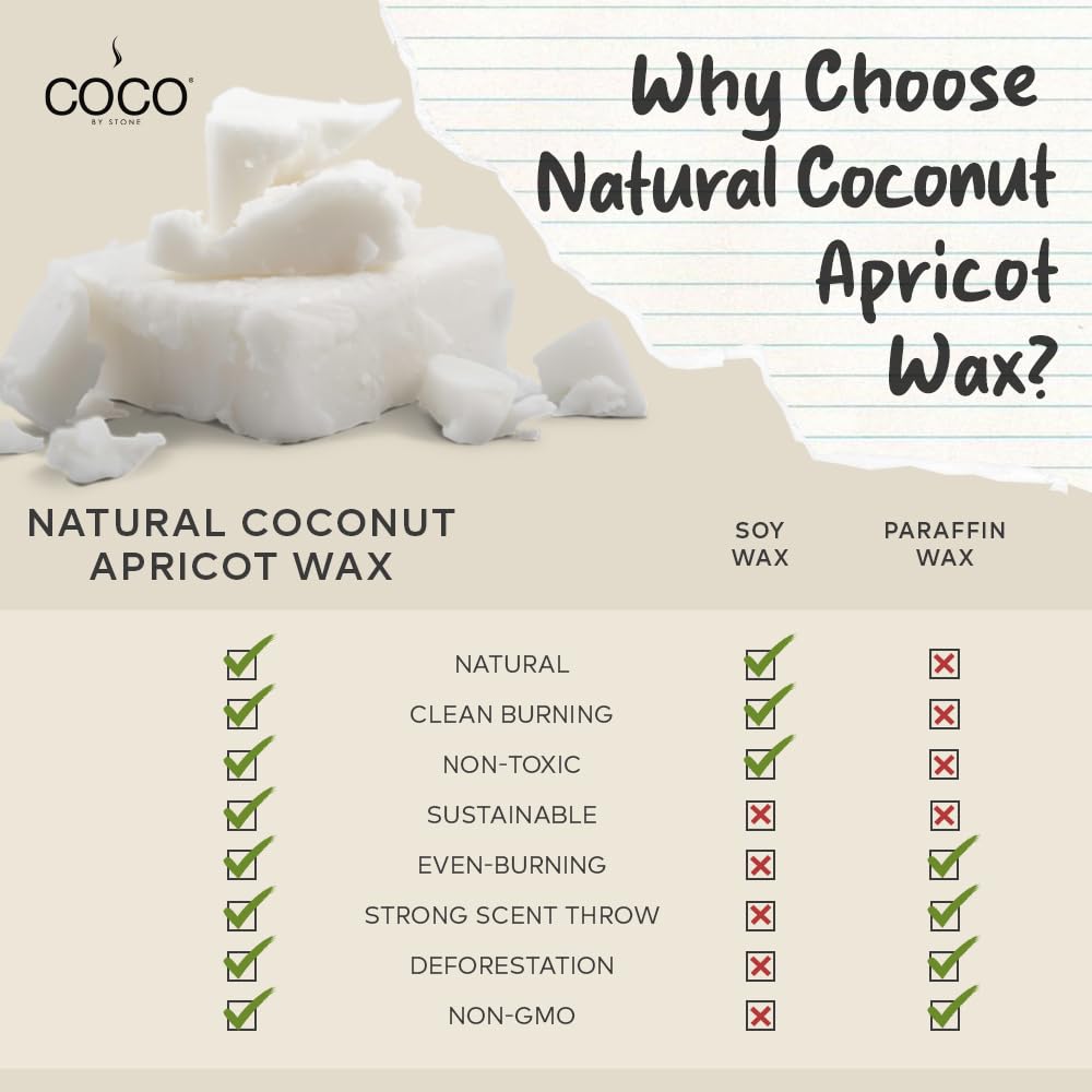 COCO by Stone 6.5oz Candle, Coconut Apricot Wax Candle for Home (Black Currant) Home Fragrance Products, 1 Wick, Enhance Indoor Aroma, Vegan & Cruelty-Free, Clean Burning and Hand Poured