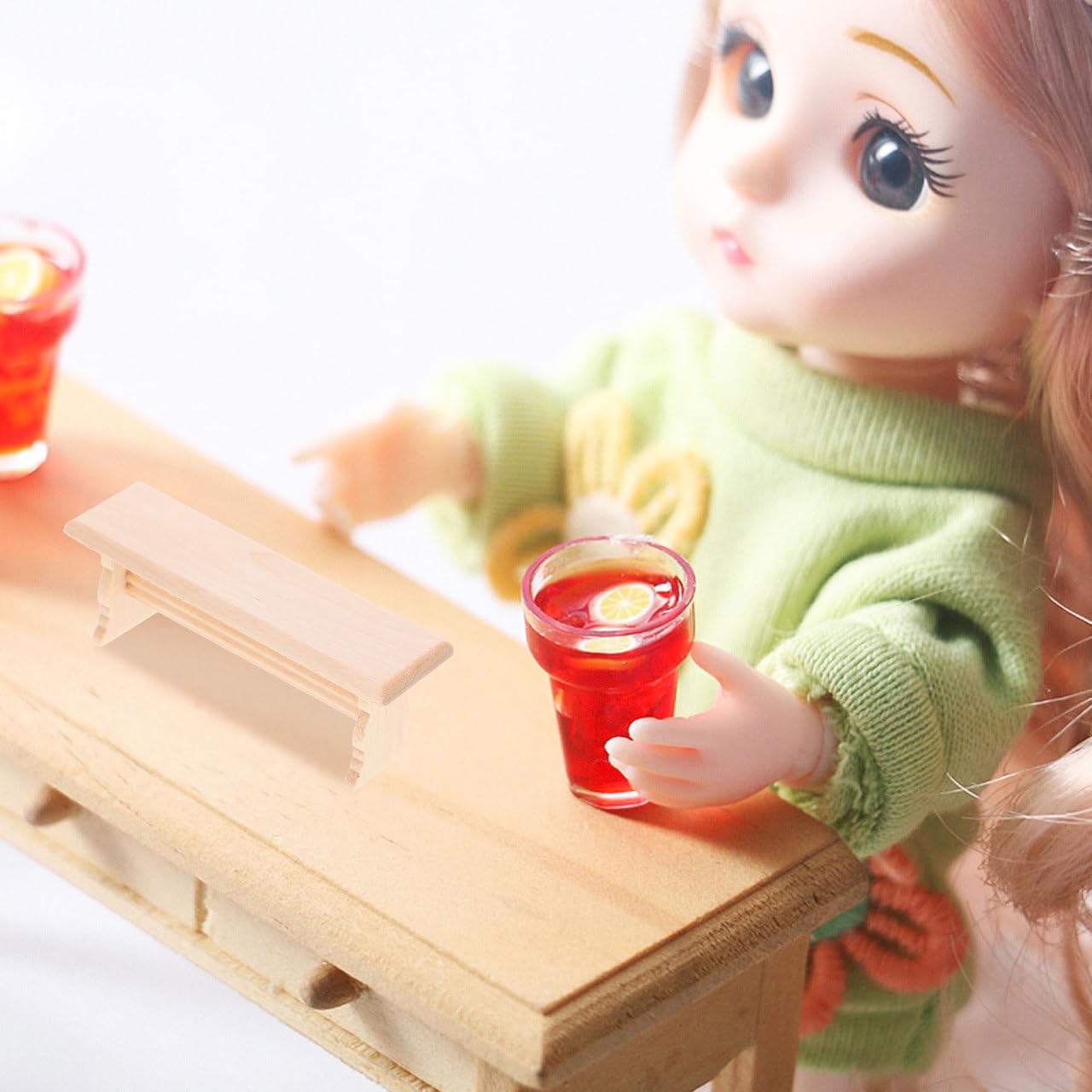 KESYOO Mini Wooden Bench Dollhouse Furniture Wooden Miniature Storage Bench for House Decor Accessory for Mini House and Landscape