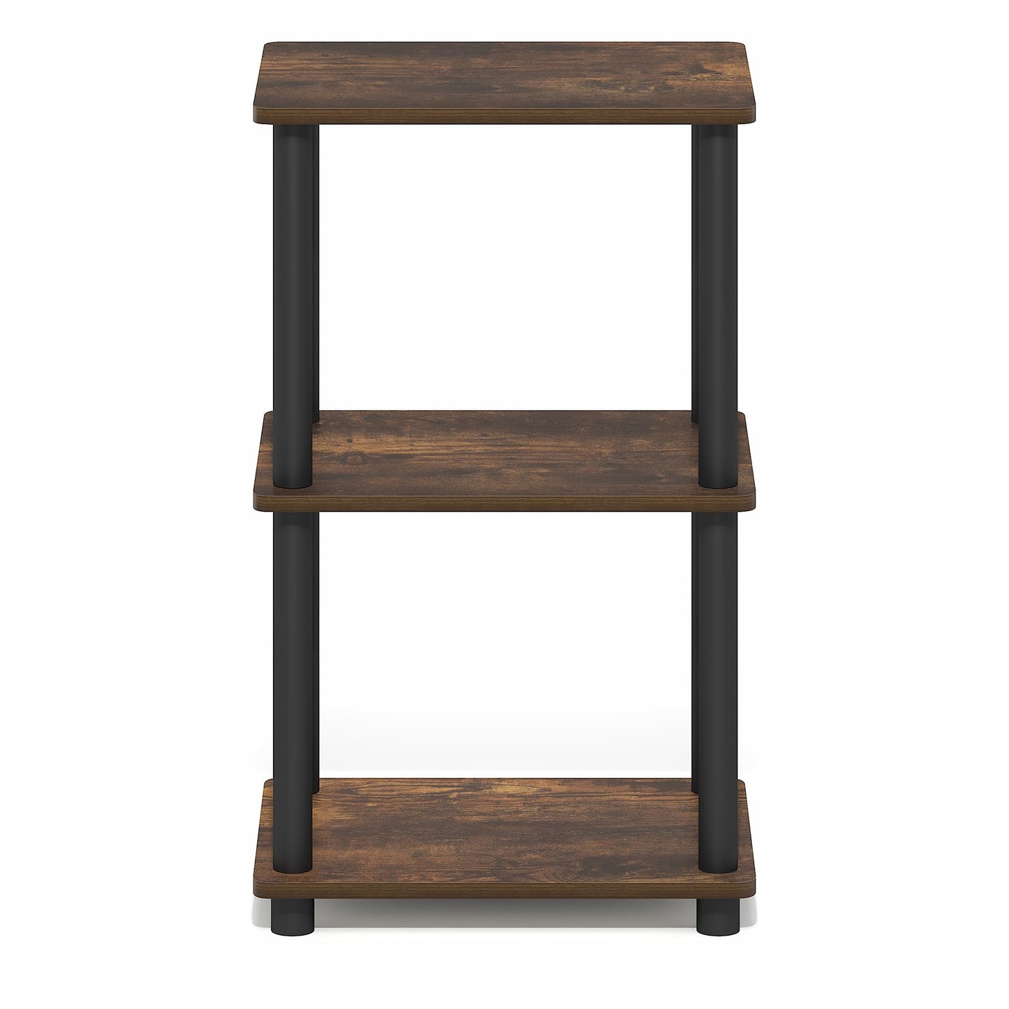 Furinno Turn-N-Tube Storage Shelves, 3-Tier Open Frame Book Shelf, Standing Corner Shelf, Toolless Assembly, Open Shelves, for Organization and Storage, Living Room, Garage, Home Office, Amber Pine