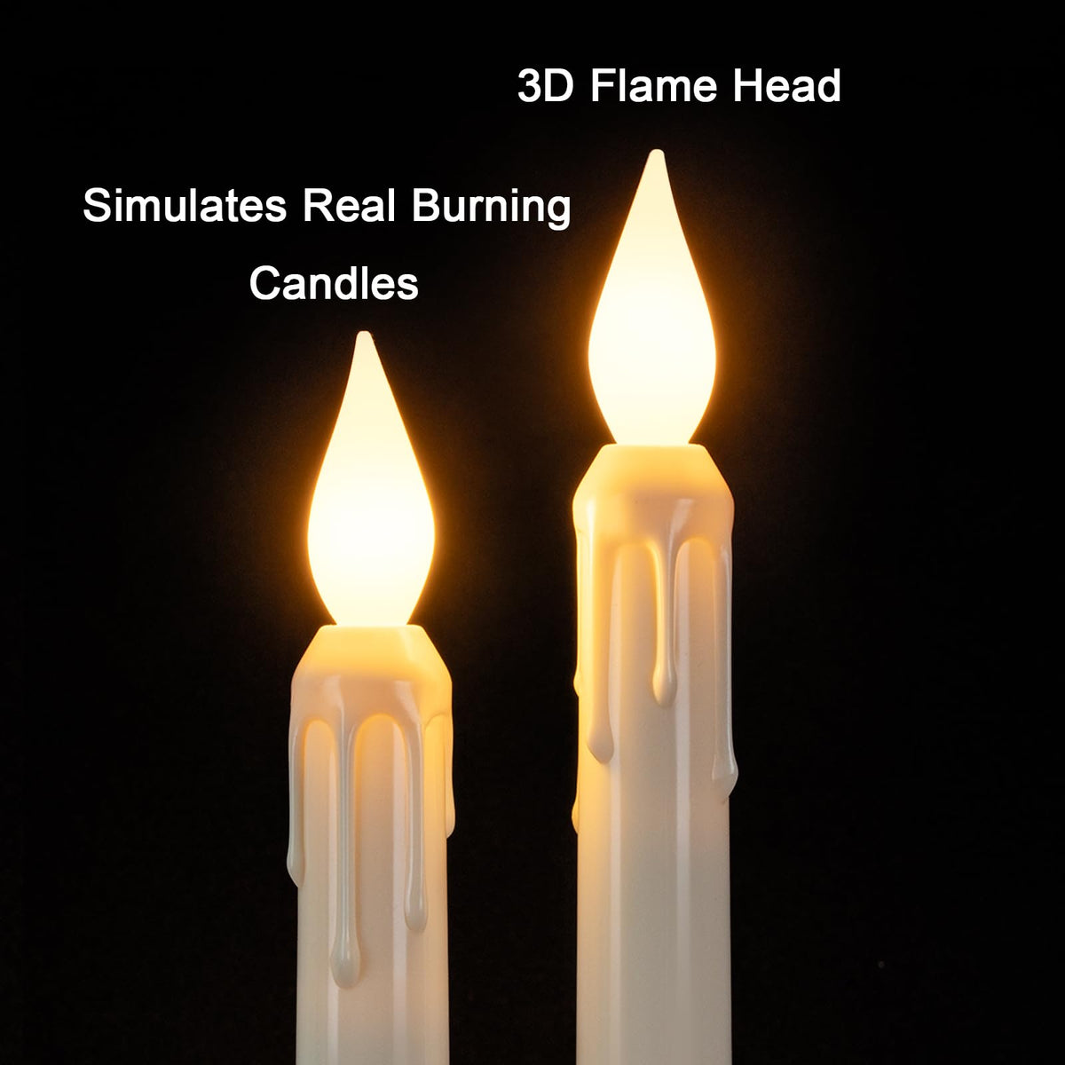 Meigic 6 Pcs Sensor Dawn to Dusk Window Candles, Flickering Battery Candles for Windows, Ultra Bright Fake Candle Lights with Black Holders, Led Candlesticks for Xmas Home Decor, White Light