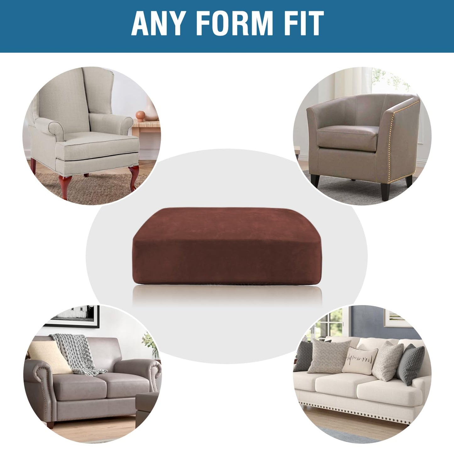 H.VERSAILTEX Velvet Stretch Couch Cushion Cover Plush Cushion Slipcover for Chair Loveseat Sofa Cushion Furniture Protector Seat Cushion Sofa Cover (3 Piece XL Sofa Cushion Covers, Burnt Brick)