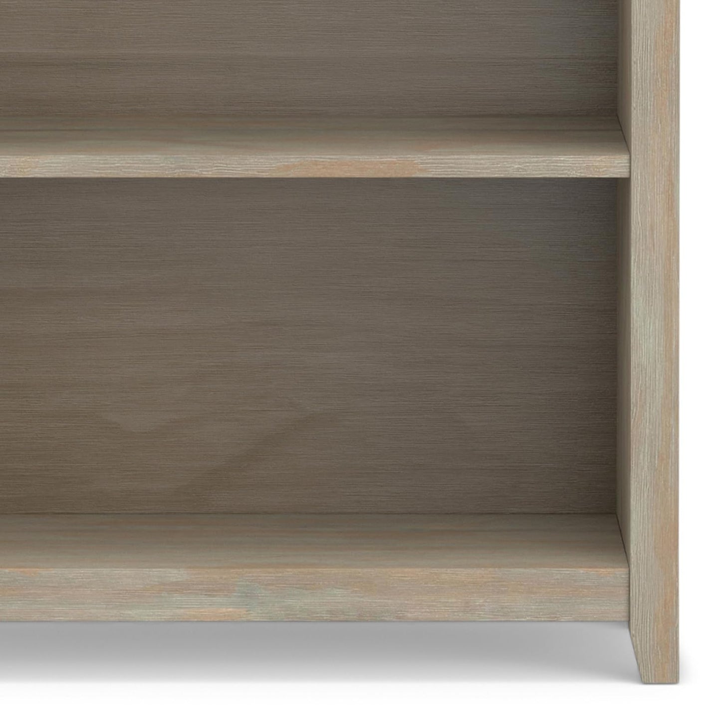 SIMPLIHOME Amherst Bookcase - 70 inch Tall 5-Shelf Solid Wood Bookshelf in Distressed Grey, Transitional Storage for Living Room, Study Room or Office with Adjustable Shelves and Tapered Legs