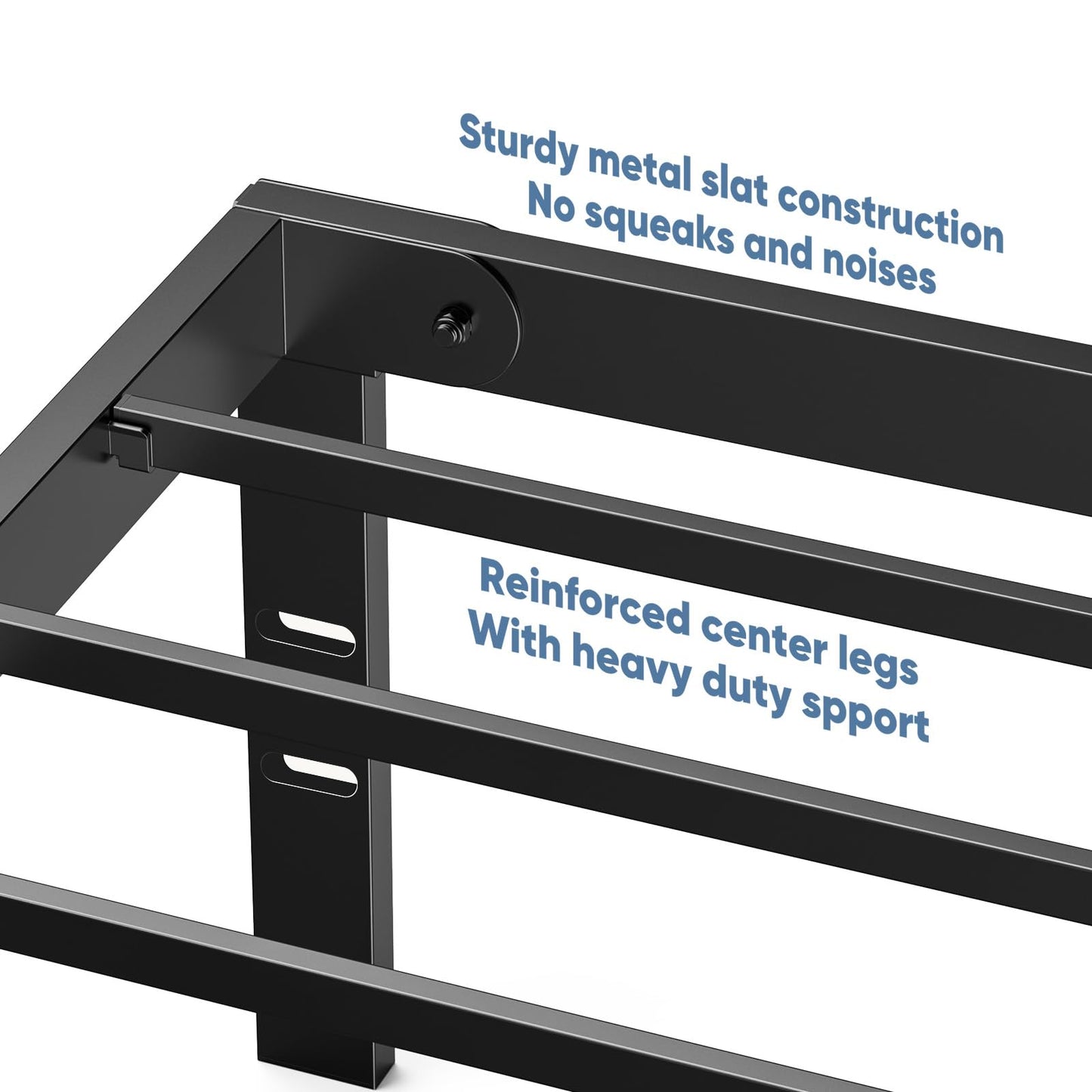 DUMOS Twin XL Size 16 Inch Bed Frame - Metal Platform Bed Frame Mattress Foundation with Steel Slat Support, No Box Spring Needed, Storage Space Under Base, Easy Assembly, Black