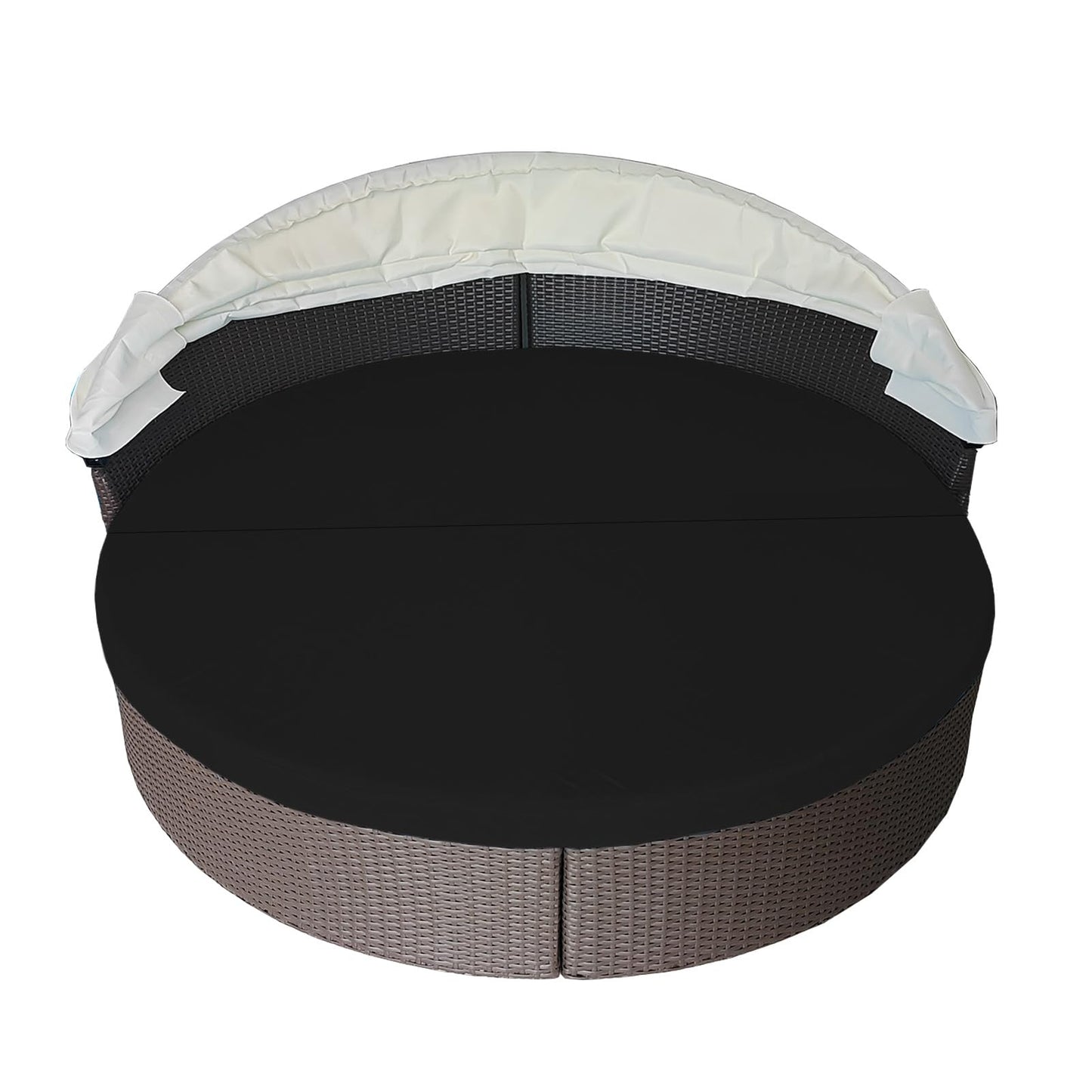 WQZWDFC Splicing Outdoor Daybed Cushion Cover 66" Patio Round Sunbed Cushion Covers Circle Daybed Couch Mattress Replacement Slipcover (Black)