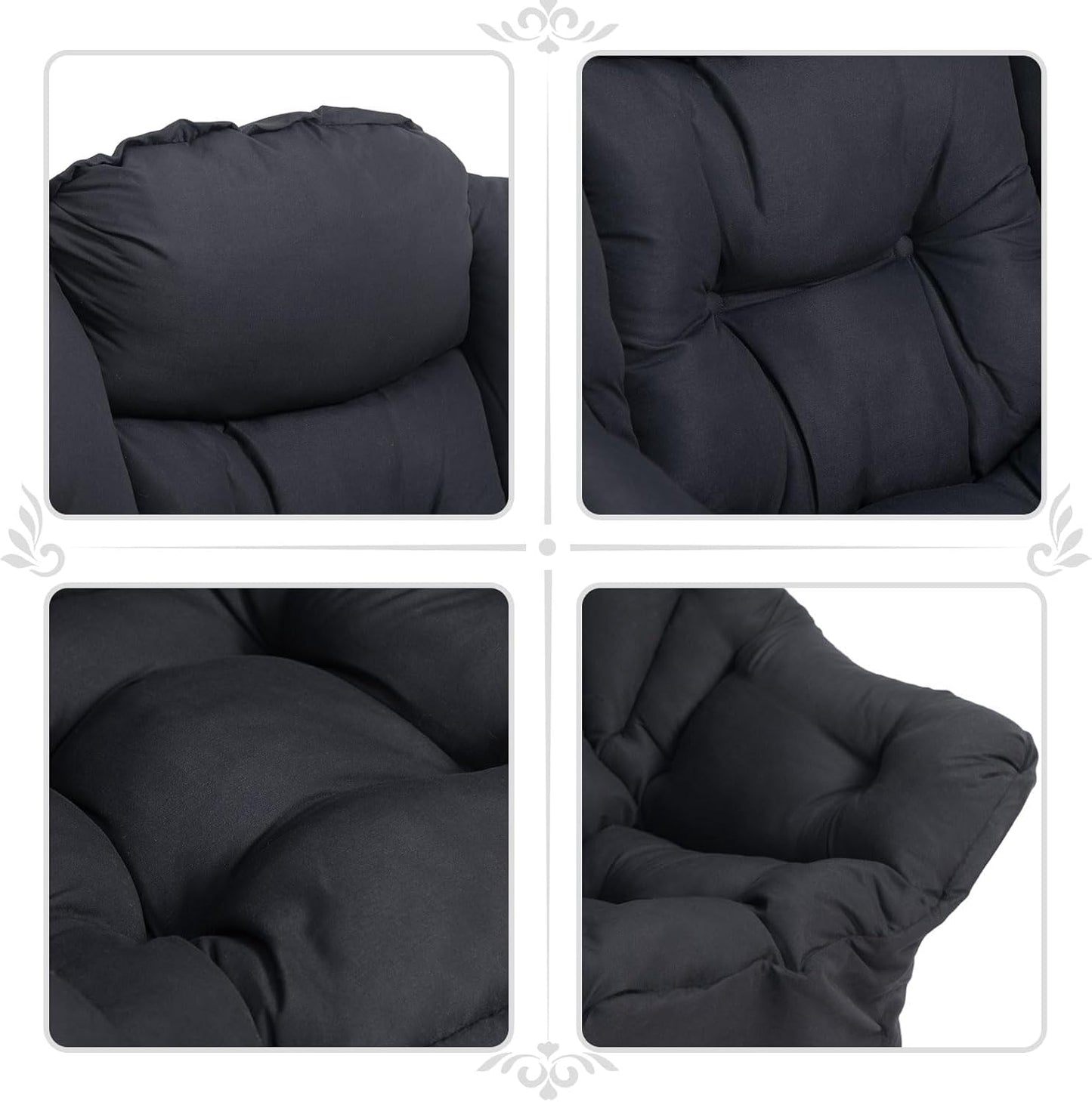 HollyHOME Lazy Chair with Armrest and Side Pocket, Comfy Accent Lounge Chair,Leisure Sofa Armchair for Living Room, Bedroom, Dorm, or Small Spaces, Oversized Reading Sofa Chair,Black