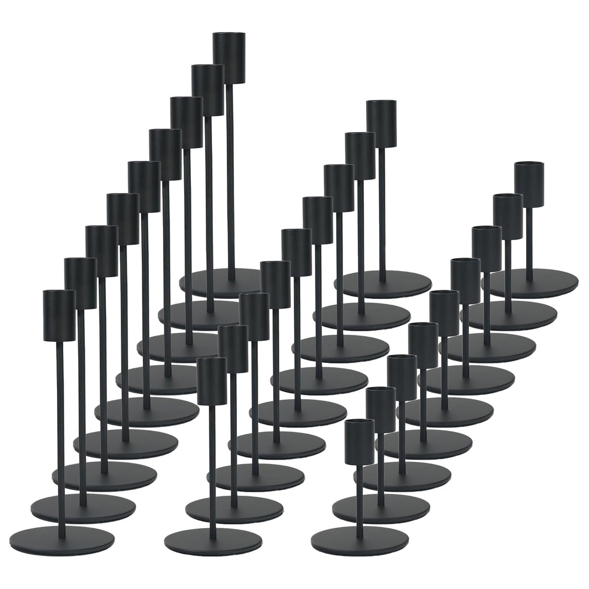 Black Candlestick Holders Bulk for Taper Candles Decorative Metal Candelabra Candle Holders Fit 0.8 Inch Diameter Candles Gold Taper Candle Stands for Wedding Home Party Table Decor (Set of 27)