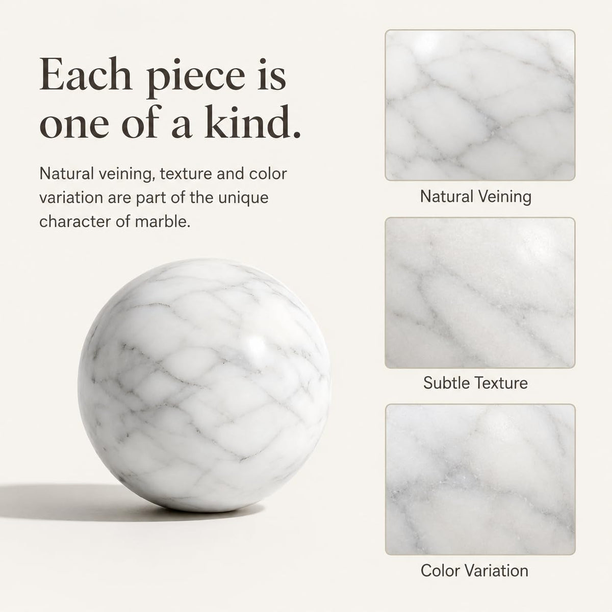SIRIZEN-DIVING Large Natural Marble Decorative Sphere, 10 cm Solid Stone Ball for Coffee Table Centerpiece, Console Table and Shelf Decor