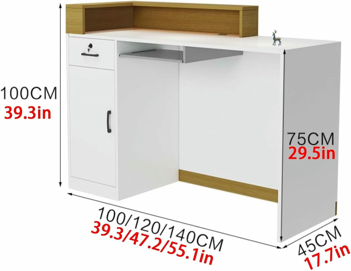 WRTYHGVGT Reception Desk, Front Counter, Reception Counter Desk, L Shaped Retail Checkout Counter with Lockable Drawers, for Lobby Hotel Beauty Salon(Natural,100cm/39.3in)