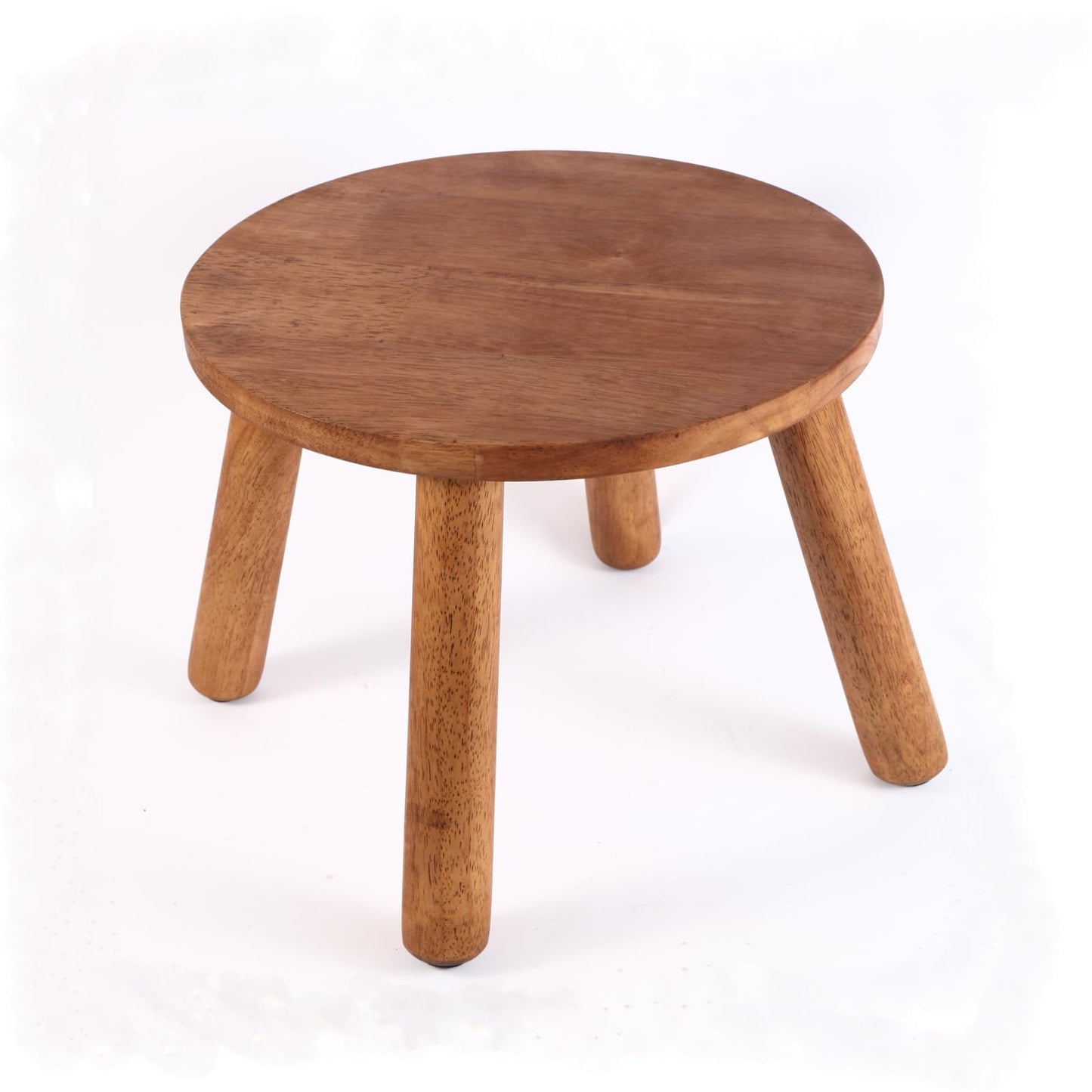 zaowofires Round Solid Wooden Step Stool, Garden Stool,9.3''H,Plant Stool,Wood Legs Detachable for Plant Stand, Kitchen, Bathroom,Bedroom,Livingroom (Walnut, 9.3inch)
