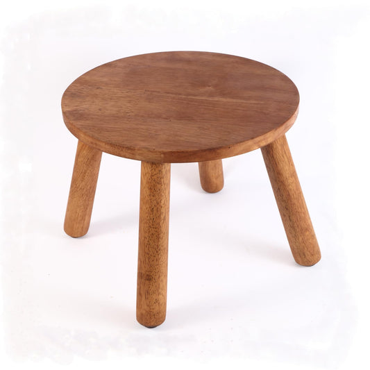 zaowofires Round Solid Wooden Step Stool, Garden Stool,9.3''H,Plant Stool,Wood Legs Detachable for Plant Stand, Kitchen, Bathroom,Bedroom,Livingroom (Walnut, 9.3inch)