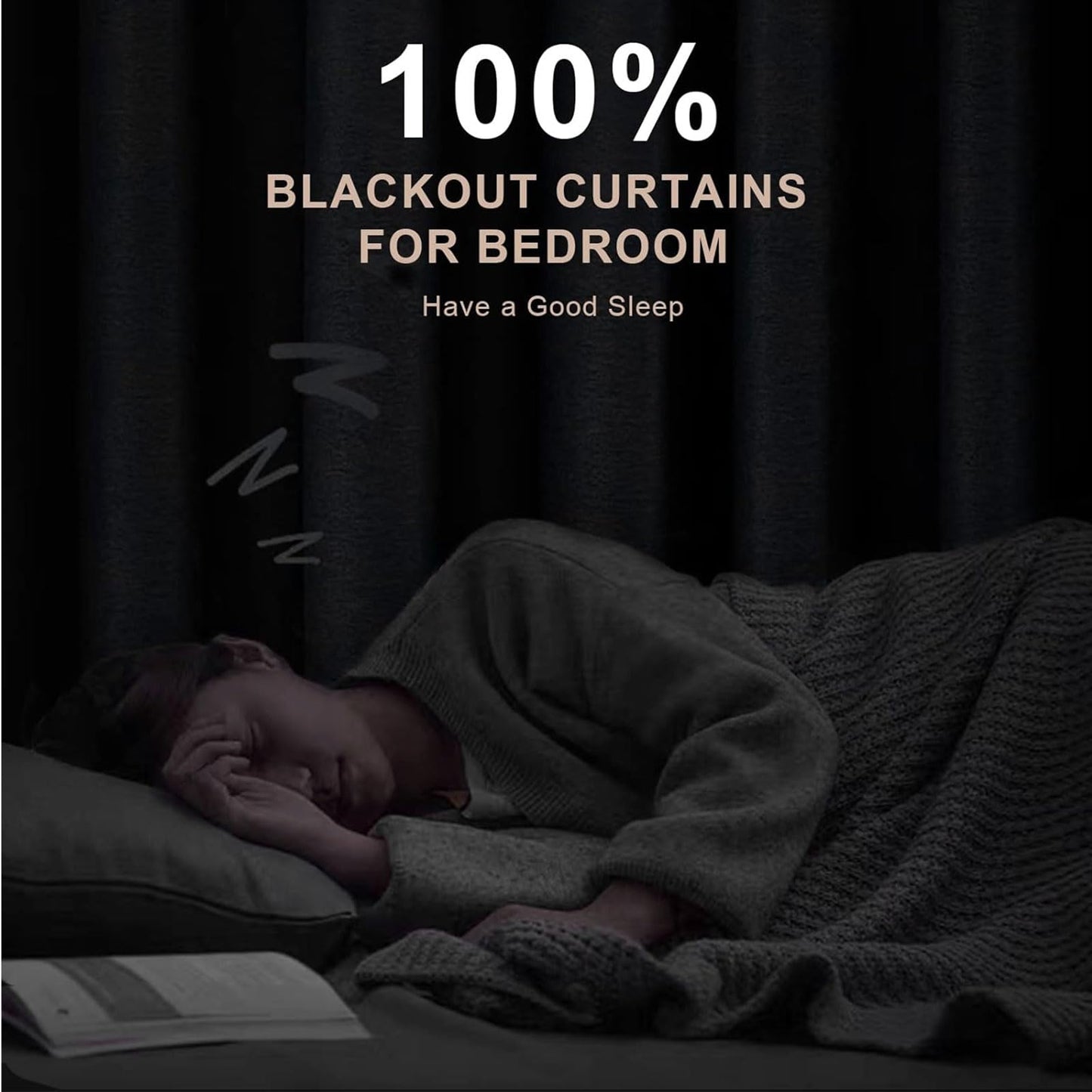 INOVADAY 100% Blackout Curtains 84 Inches Long 2 Panels Set, Back Tab/Rod Pocket Linen Blackout Curtains for Bedroom, Thermal Insulated Window Drapes - Cream, W50 X L84
