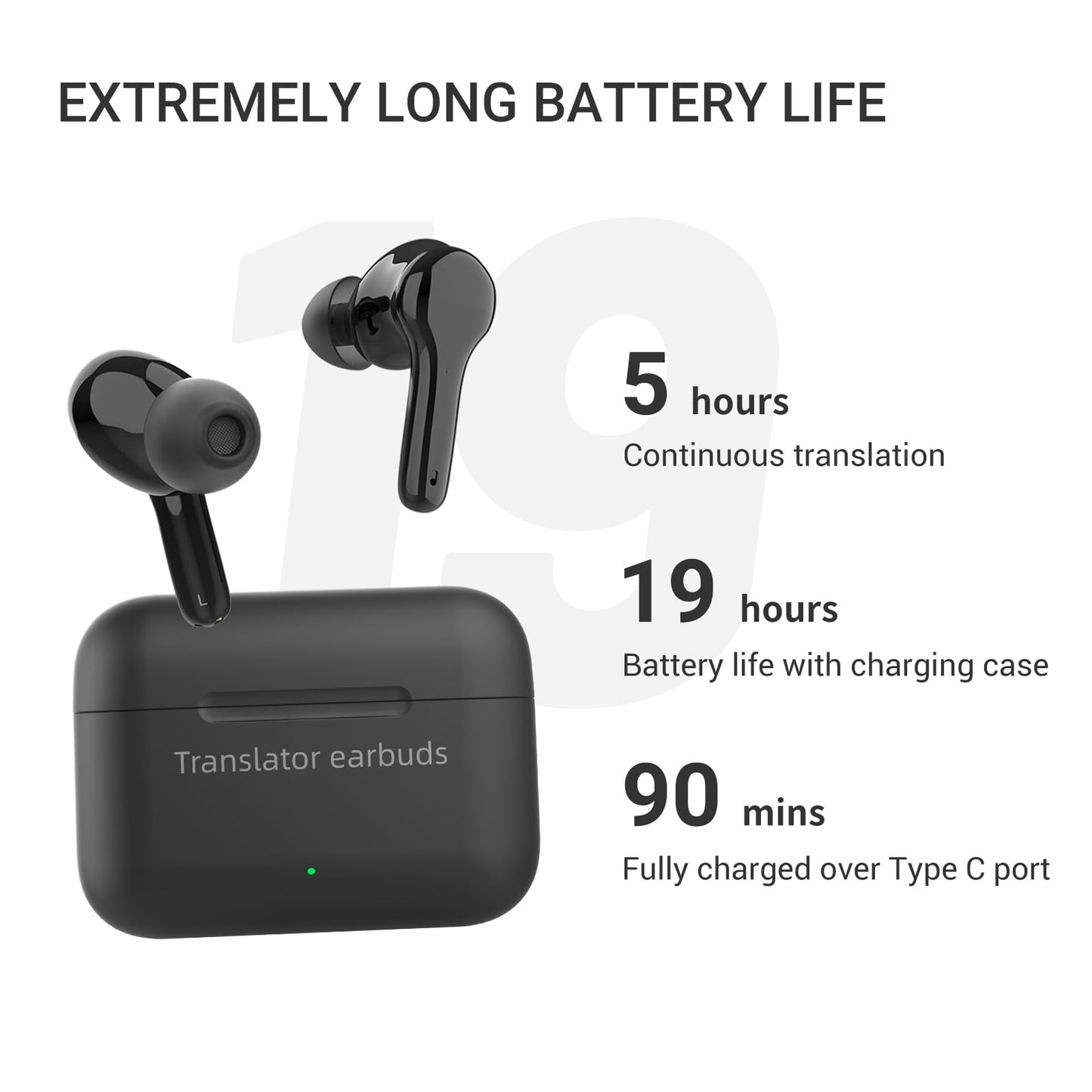 ANFIER M6 AI Offline Translation Earbuds Real Time 144 Languages Two-Way Translator Audifonos Traductores Inglés Español 3-in-1 Translate Headphones for Business Travel, No Subscription Needed (Black)