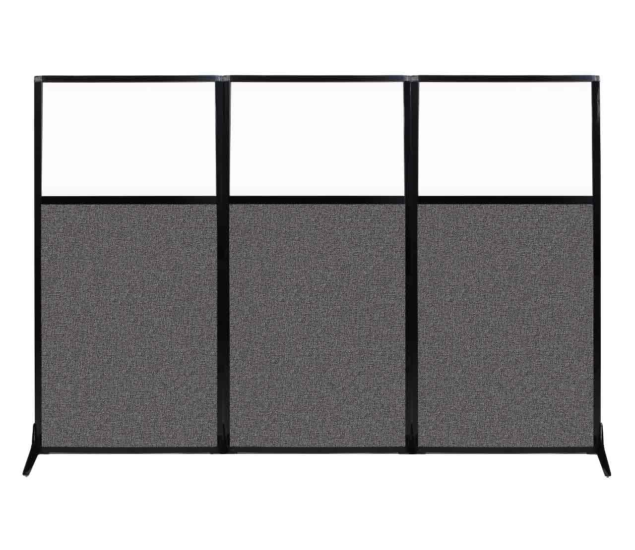 Versare Workstation Partition | Portable Wall Divider | Modern Office Cubicle | Free Standing Privacy Screen | Flexible Work Space | 99" x 70" W/Window, Charcoal Gray Fabric Panels