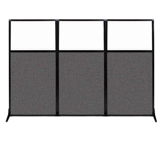 Versare Workstation Partition | Portable Wall Divider | Modern Office Cubicle | Free Standing Privacy Screen | Flexible Work Space | 99" x 70" W/Window, Charcoal Gray Fabric Panels