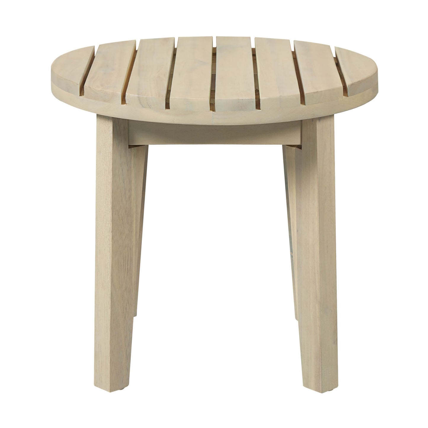 Christopher Knight Home Parker Acacia Wood Outdoor Coffee Table, Small Side Table for Patio Furniture Set, Solid Wood Round End Table for Patio/Deck/Garden, Light White