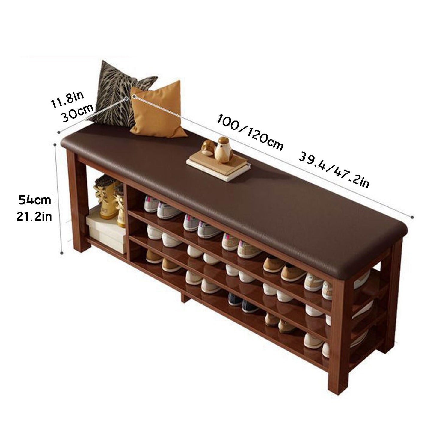 Benches Garden Bench Outdoor Patio Seating Backless Park Chair Lawn Path Slatted Seats,Wooden Shoe Bench Seat with Cushion for Entryway, Hallway Storage Organizer with Adjustable Shelves - 1