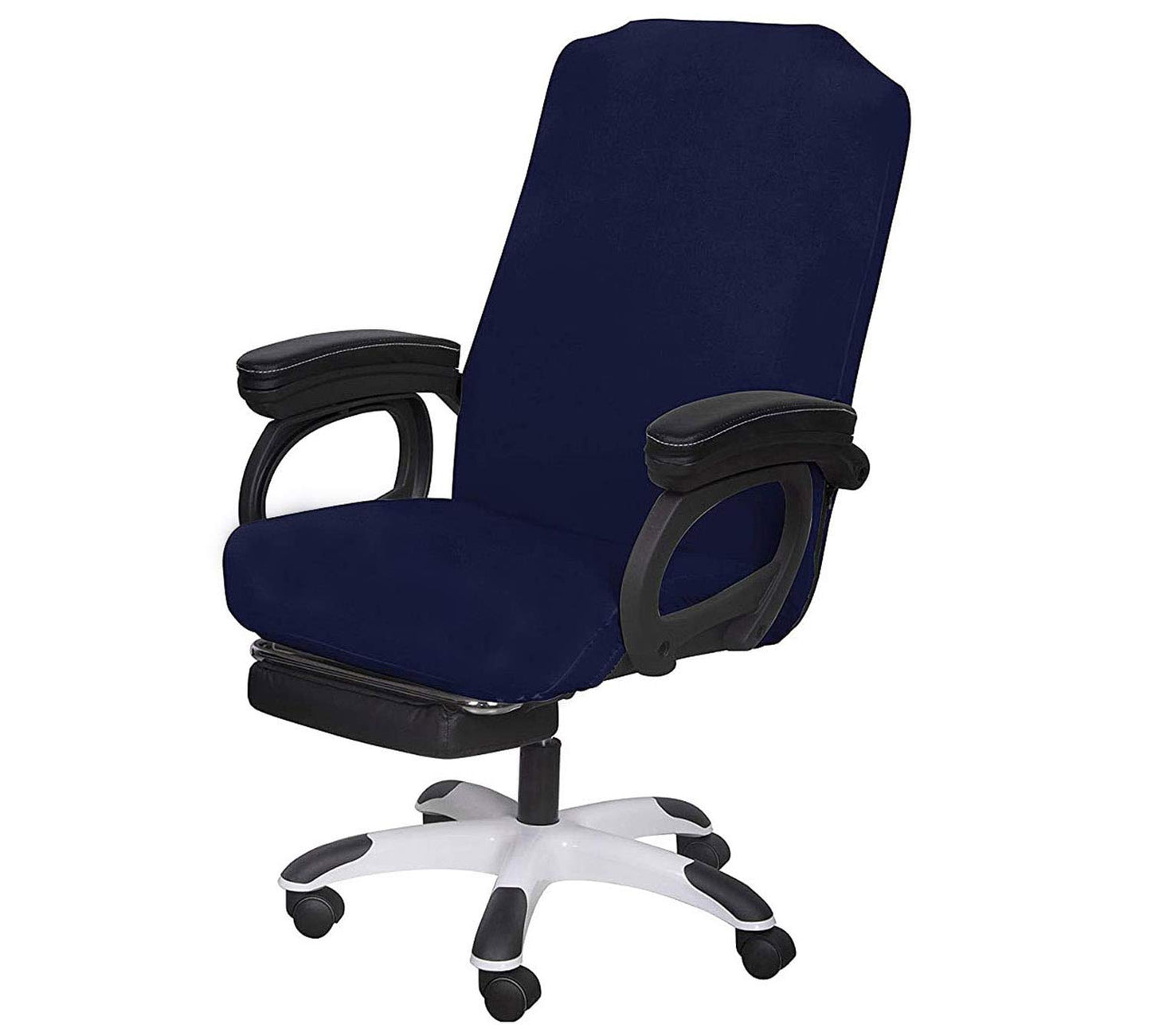 SARAFLORA Office Chair Cover- Large, Navy- Removable Computer Chair Covers for Office Chair with Zipper for Universal Rotating Chair Desk Chair Cover High Back Chairs Seat Washable Protector for Pets
