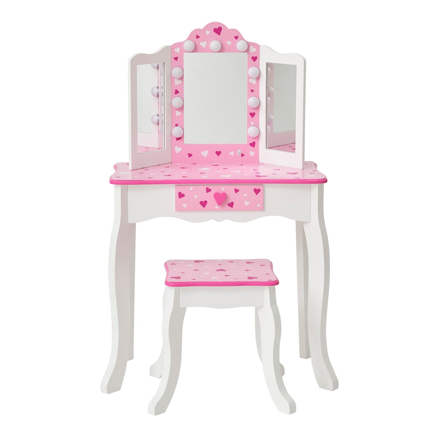 Teamson Kids - Sweethearts Print Gisele Medium Vanity - White/Pink