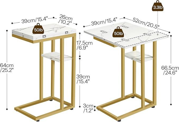 HOOBRO Foldable C Shaped End Table, C Shaped Side Table