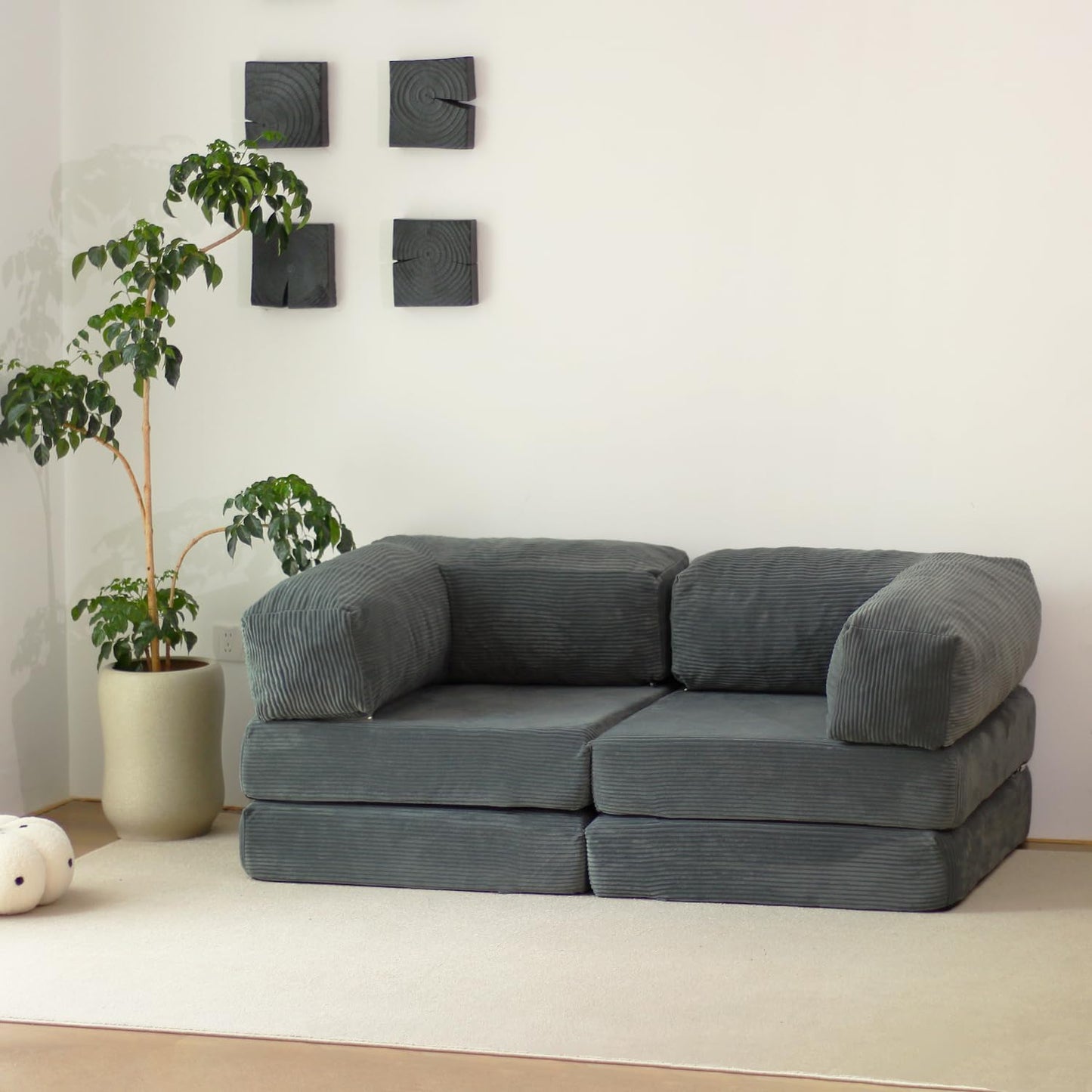 Free Combination Convertible Folding Sofa Bed, Armless Foam Floor Sofa, Sleeper Floor Couch for Living Room and Bedroom Sleeper Chair with Pillow Twin Size (Frost Grey)