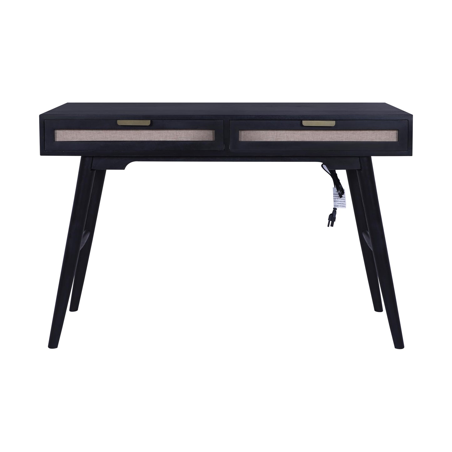 Casartis Living Mid-Century Modern Linen 2-Drawer Desk (Black)