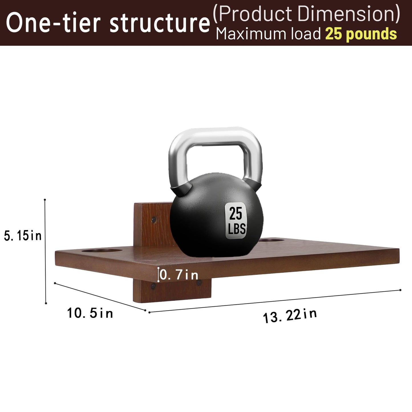 NIUBEST Floating Projector Wall Mount TV Shelf,Wooden Wall Mounted Under TV Floating Shelf for Projector, PS5, DVD Player,Game Console, Cable Box,1Tier (Walnut)