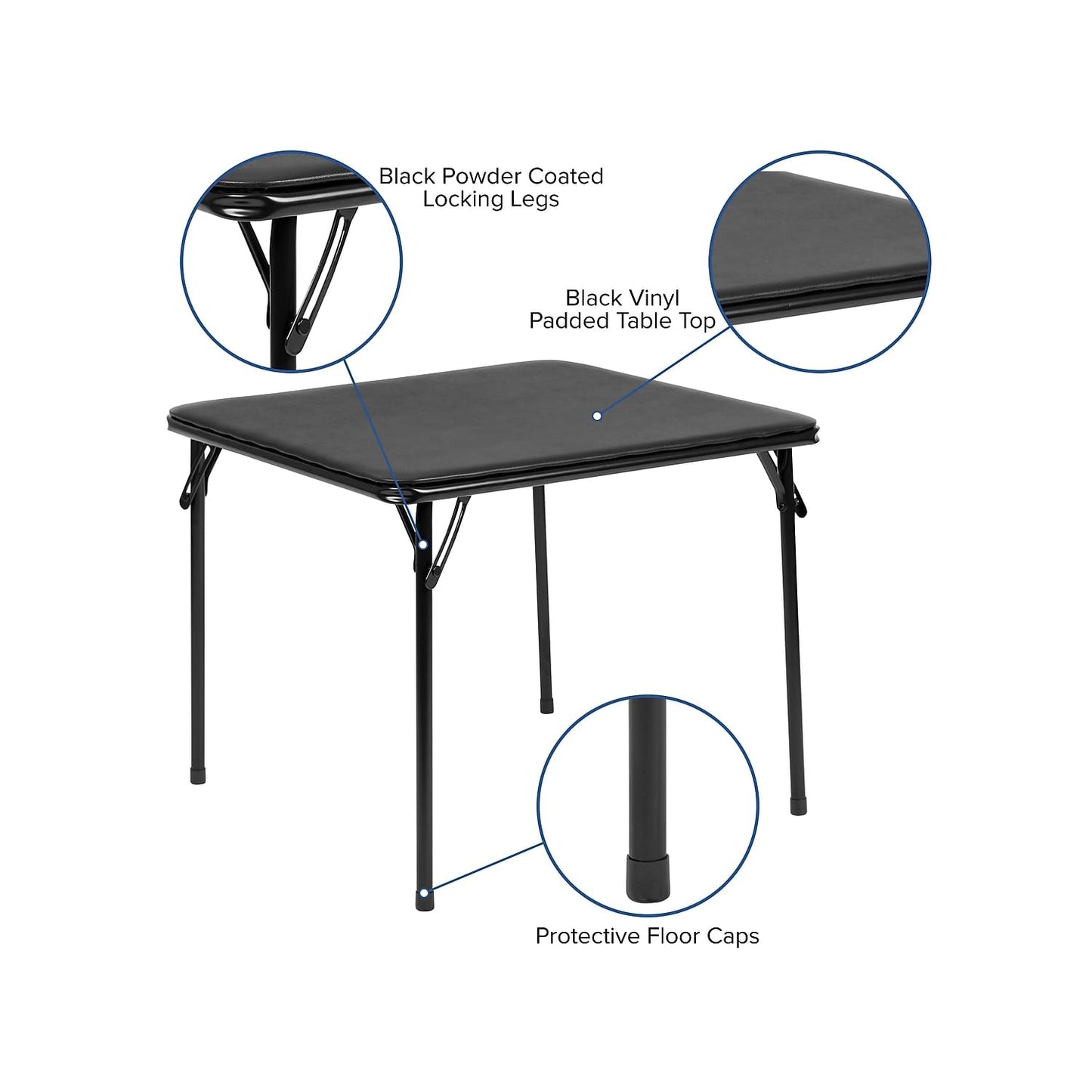 Flash Furniture Mindy Kids 5-Piece Folding Table and Chairs Set for Daycare and Classrooms, Children's Activity Table and Chairs Set, Black