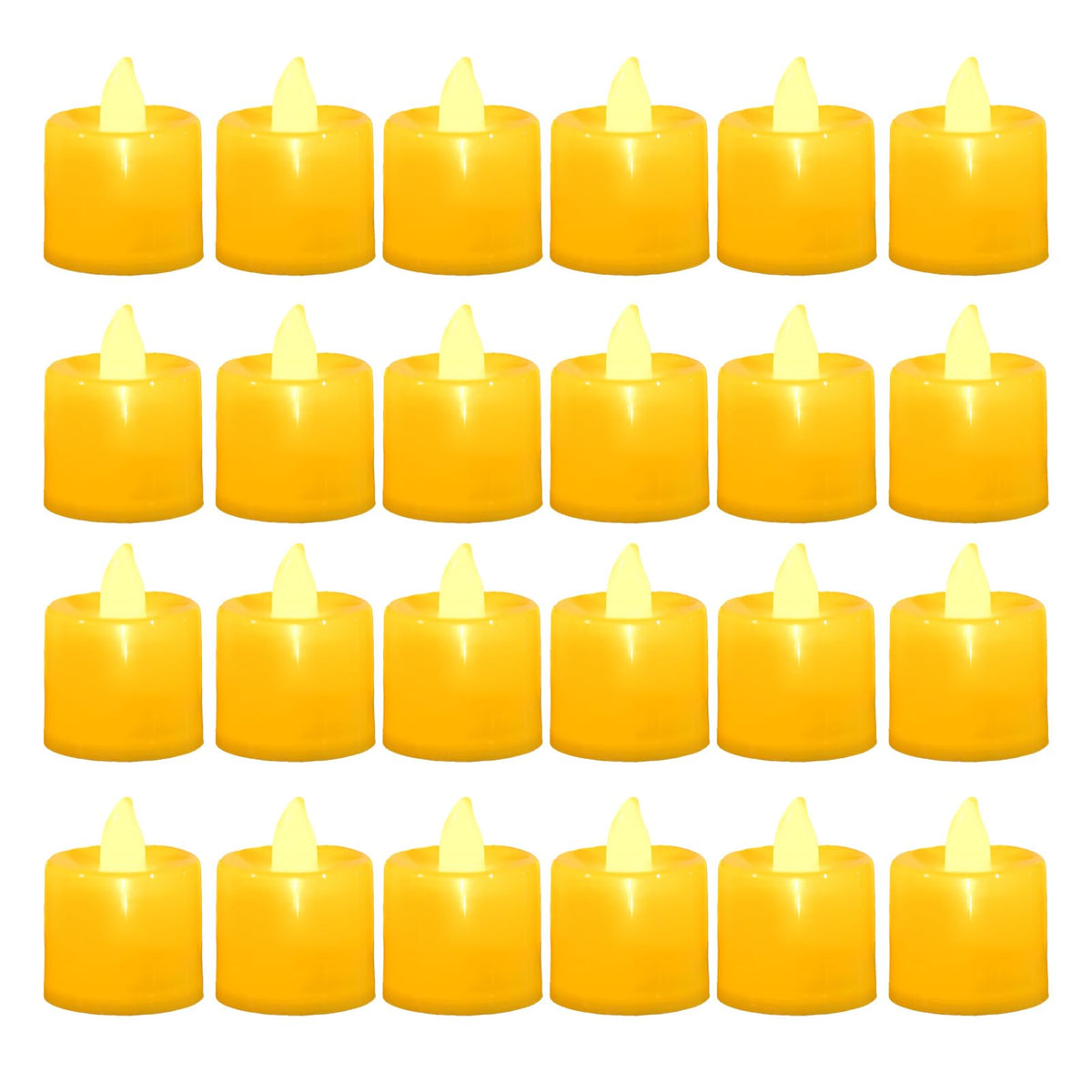 LANKER 24 Pack Flameless Led Tea Lights Candles, Flickering Warm Yellow Battery Operated Electronic Fake Candles, Decorations for Halloween and Festival Celebration (Yellow - 24Pack)