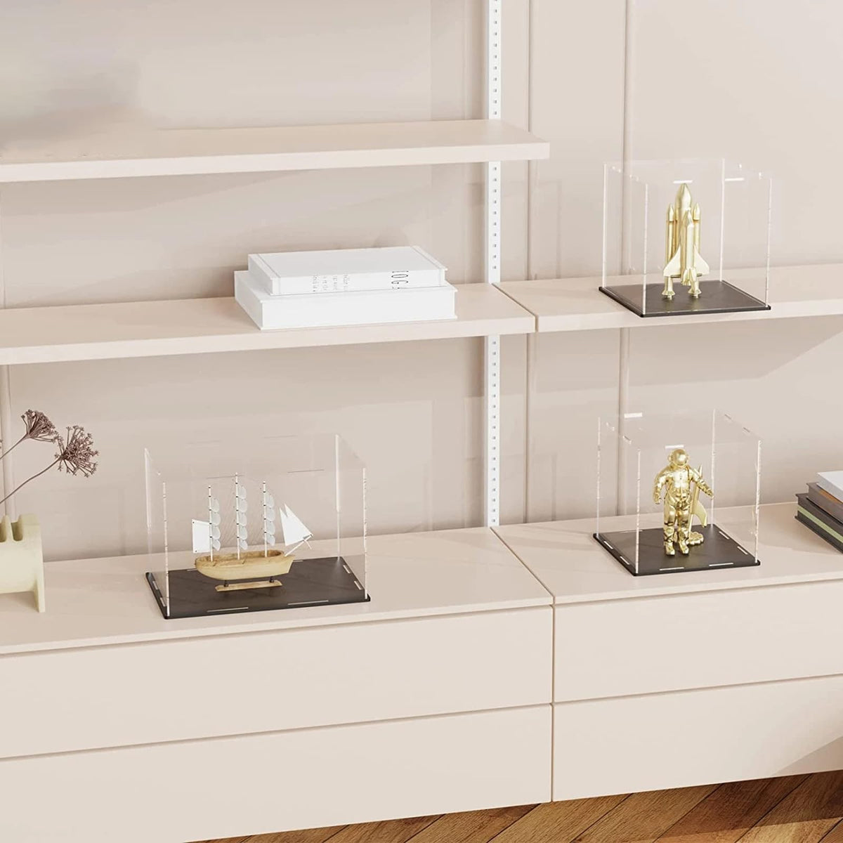 Mineral Crystal Collectibles Acrylic Display Box, Square Holder Organizer Showcase Shelves for Reception Decoration Box, Graduation Keepsake, Party Favor, 35x70x60cm/14x28x24in