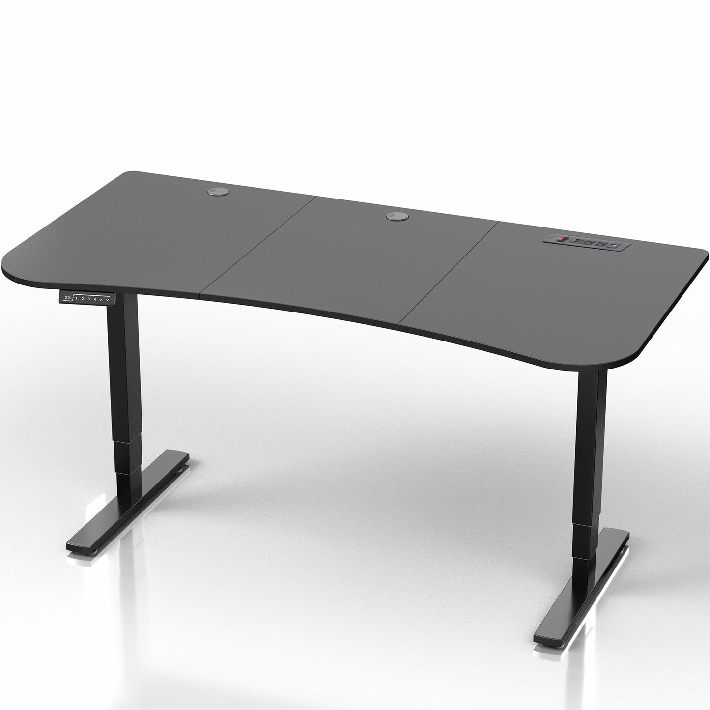 VIVO Electric 63 x 32 in Standing Desk with Built-in Power Strip, Touch Screen Adjustment, 220 lb Frame Support, 2E Series, Black Top Black Frame, DESK-KIT-2EBAC