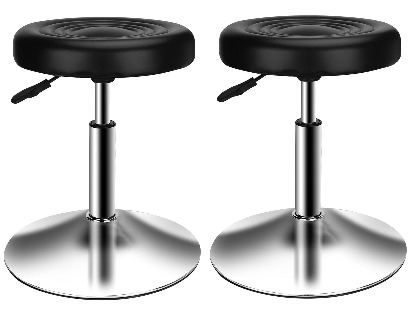 QiCheng & LYS Round Office Stool - Adjustable Height Sit Stand, 360 Swivel, for Office, Home, Kitchen - Black (Pack of 2)